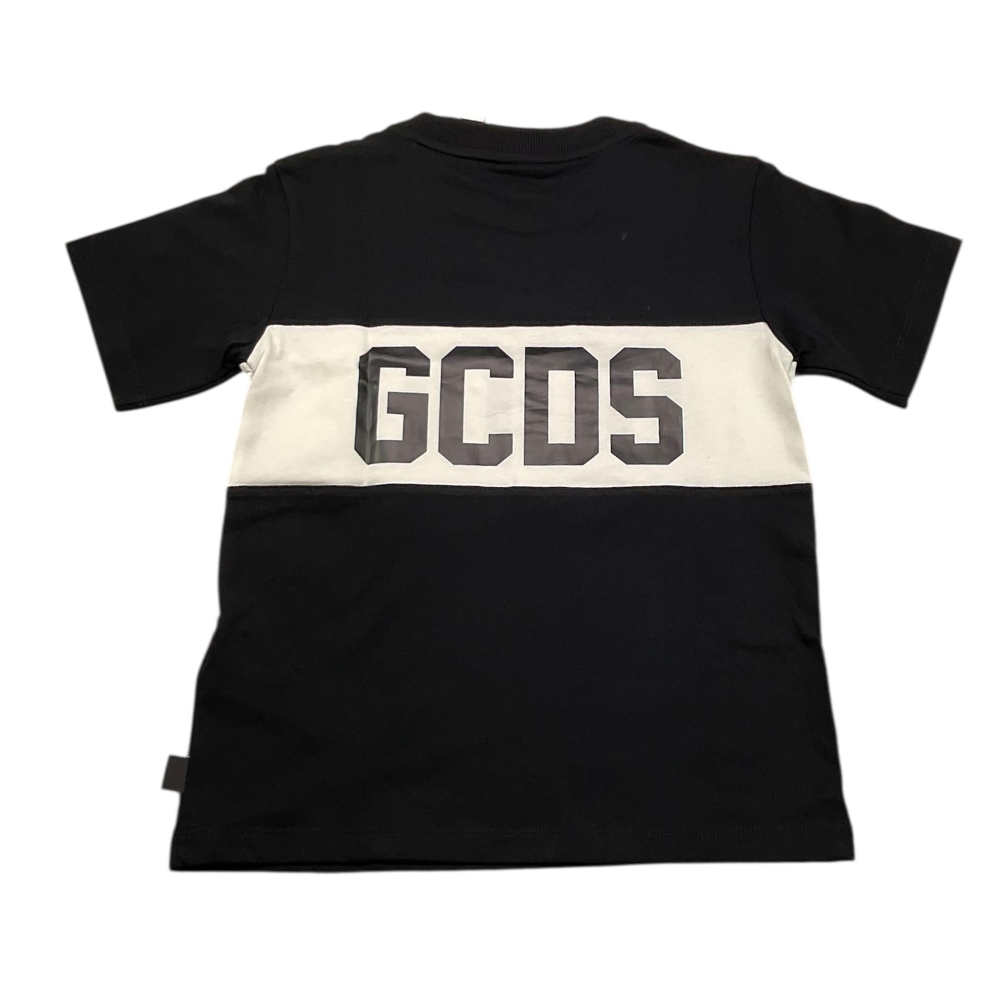 GCDS t-shirt girocollo tinta unita con stampa Nero per Bambina DOM005 NERO GCDS