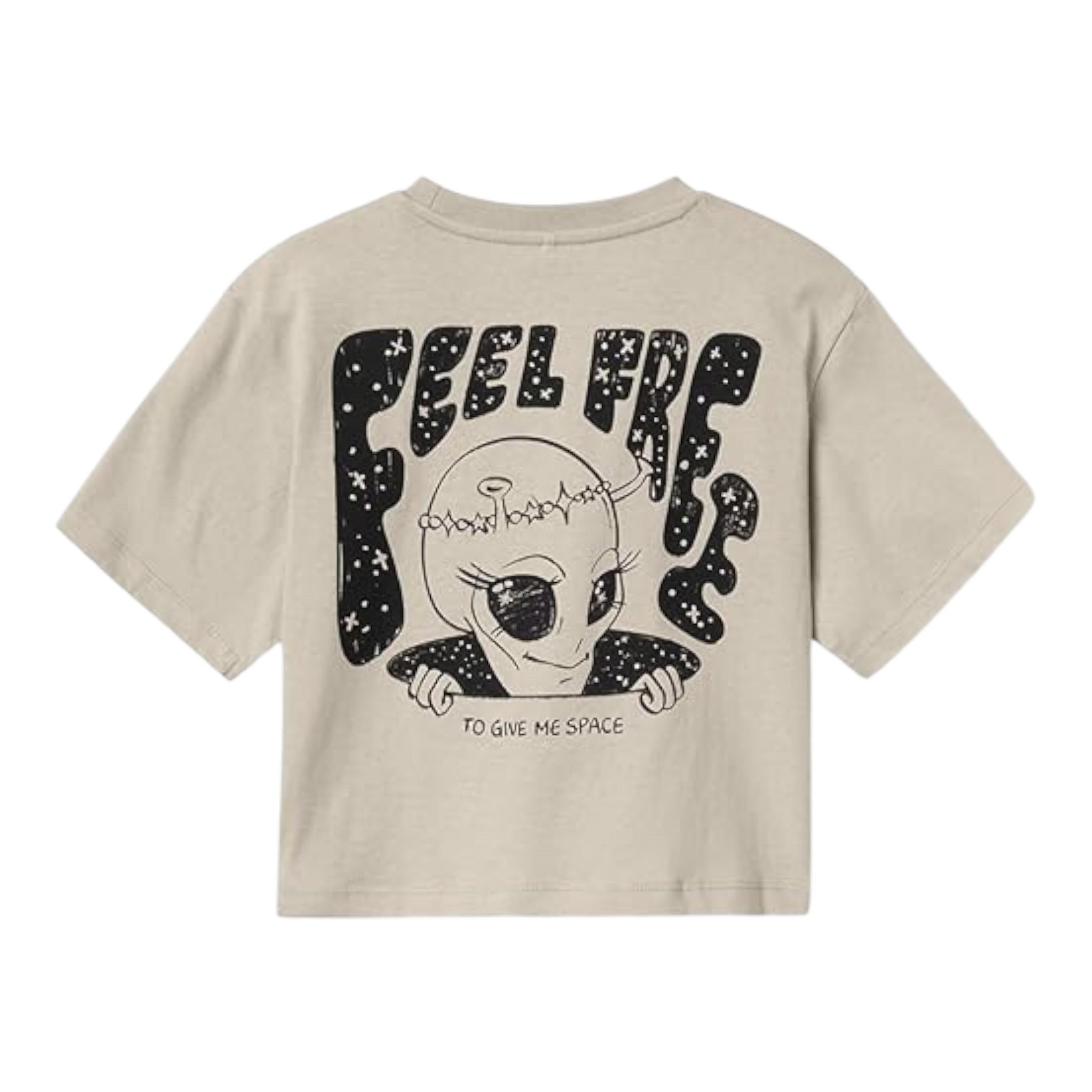 NAME IT t-shirt tinta unita girocollo con stampa Beige per Bambina 13234109 BEIGE NAME IT