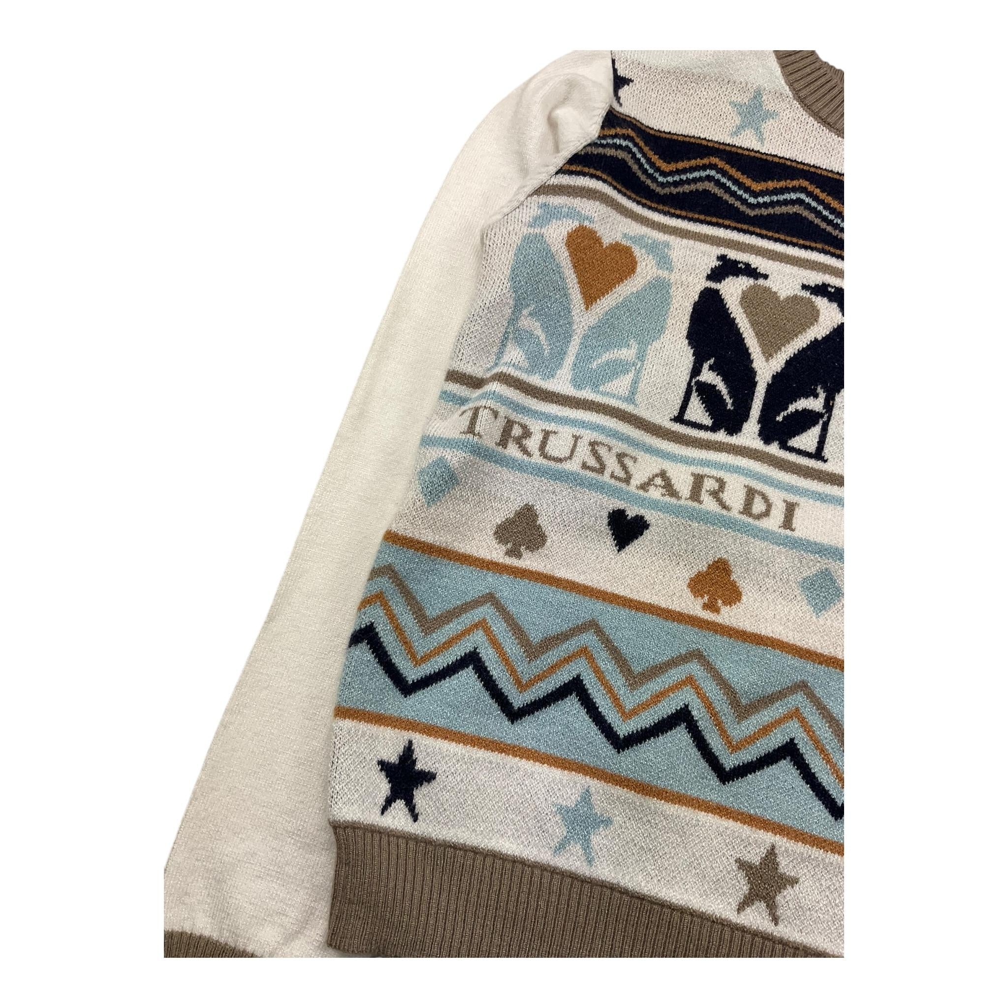 TRUSSARDI maglia girocollo tinta unita con stampa in contrasto Panna per Bambino TGA25035MA PANNA TRUSSARDI