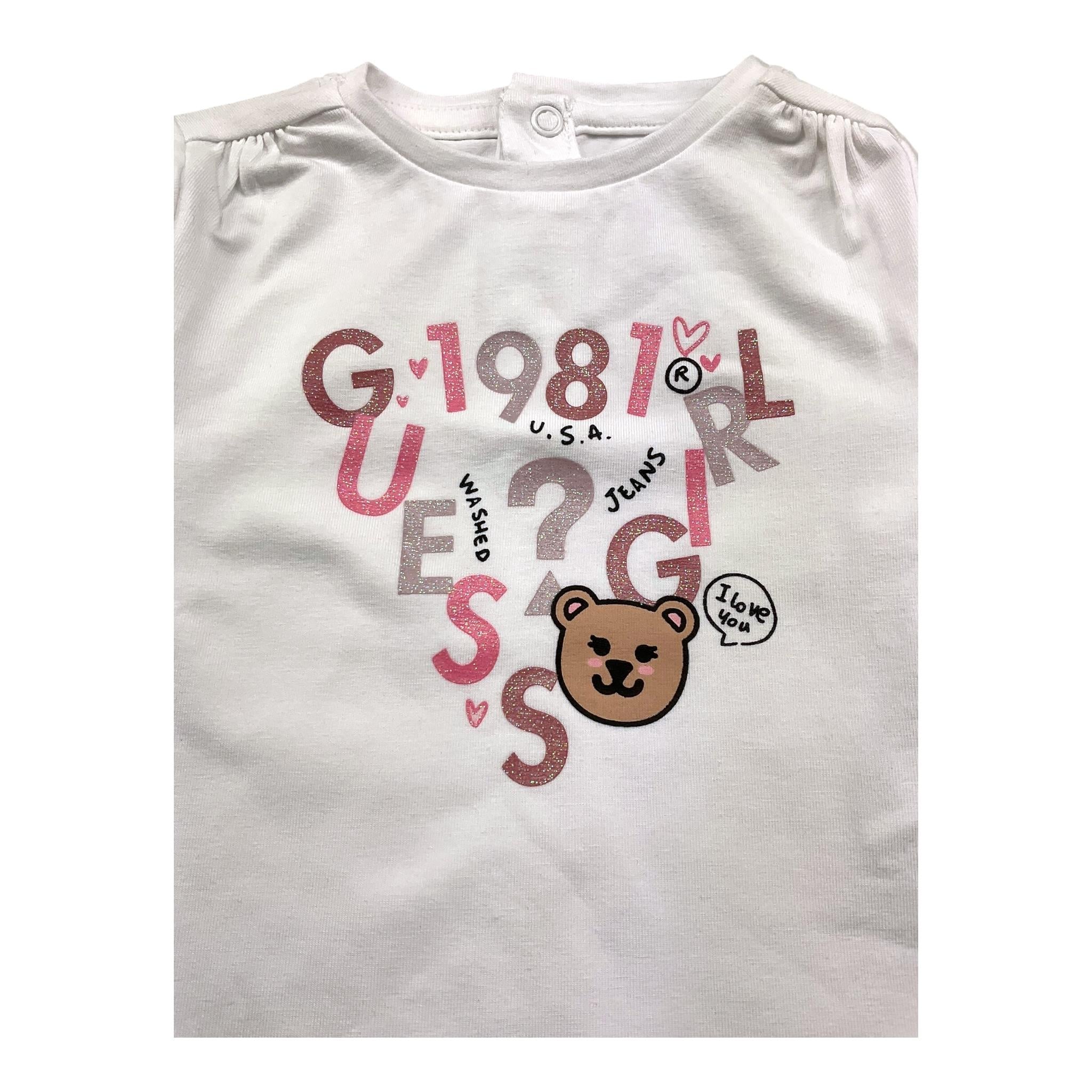 GUESS shirt girocollo tinta unita ocn logo Bianco per Neonata K4YI27K6YW4 BIANCO GUESS