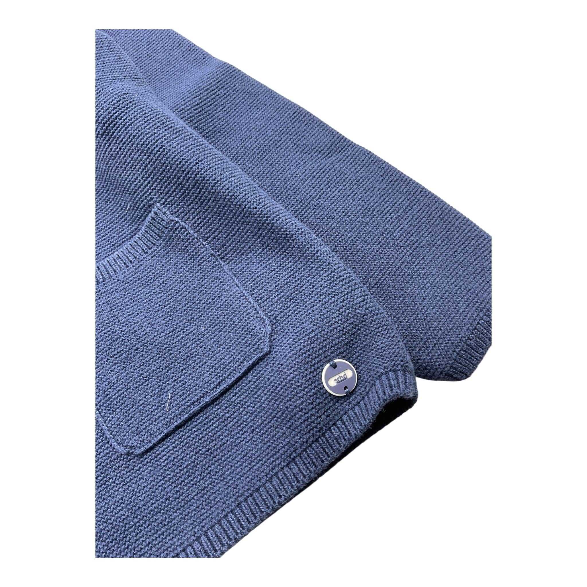 SARABANDA giacca in maglia tinta unita con toppe Blu per Bambino 0A104X BLU SARABANDA