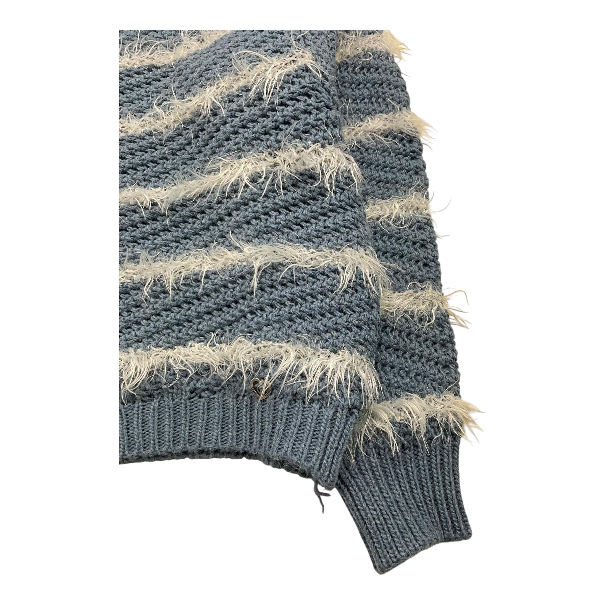 PLEASE maglia girocollo tinta unita fantasia strisce Azzurro per Bambina NB42231G66 AZZURRO PLEASE
