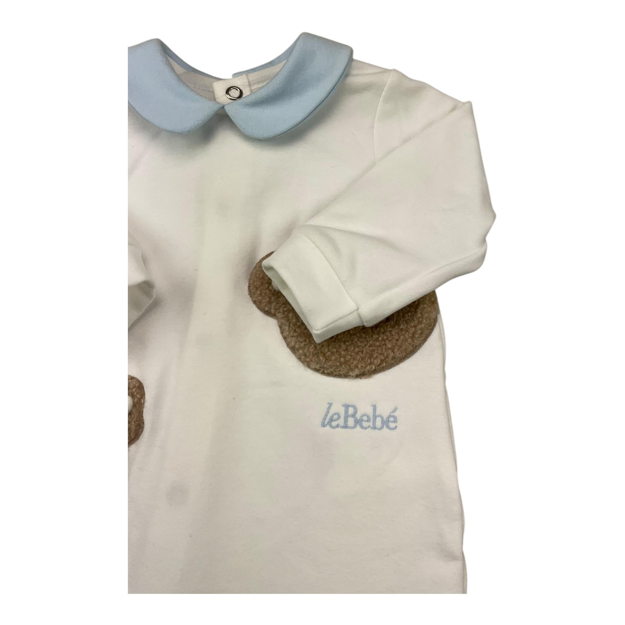 LE BEBE' tutina manica lunga tinta unita con colletto in contrasto Bianco per Neonato LBB5121 BIANCO LE BEBE'
