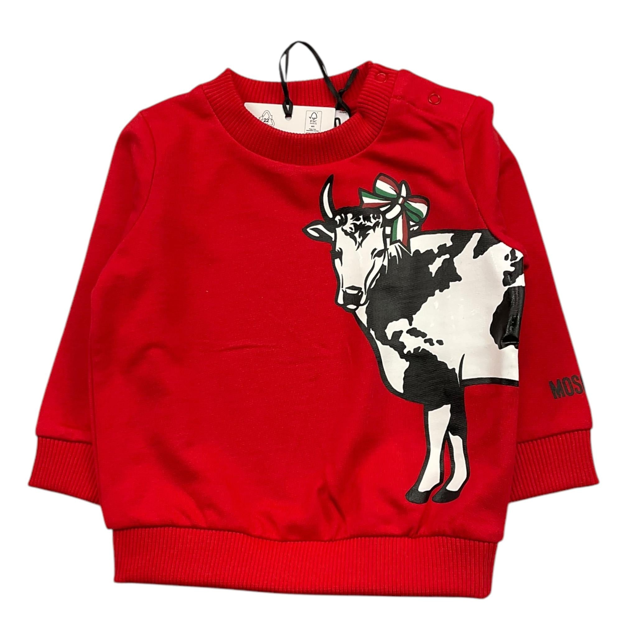 MOSCHINO felpa girocollo tinta unita con stampa Rosso per Neonato MSF060 ROSSO MOSCHINO