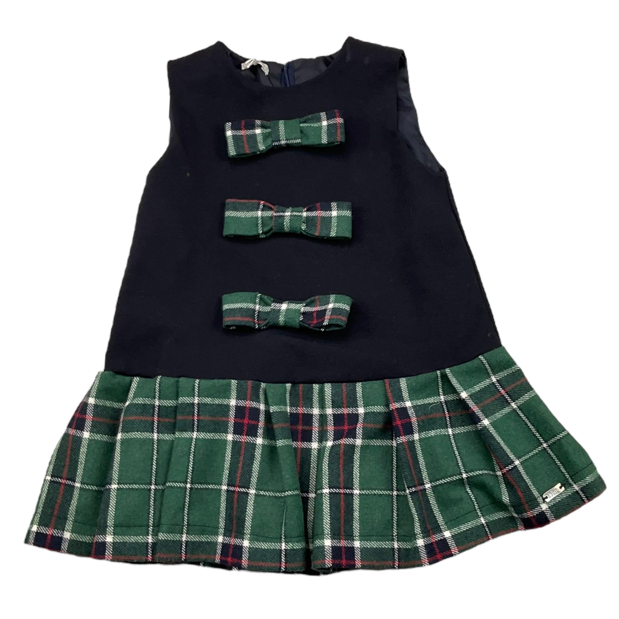 LE BEBE' abito giromanica tinta unita cn gonna scozzese Blu per Neonata LBG6116 BLU LE BEBE'