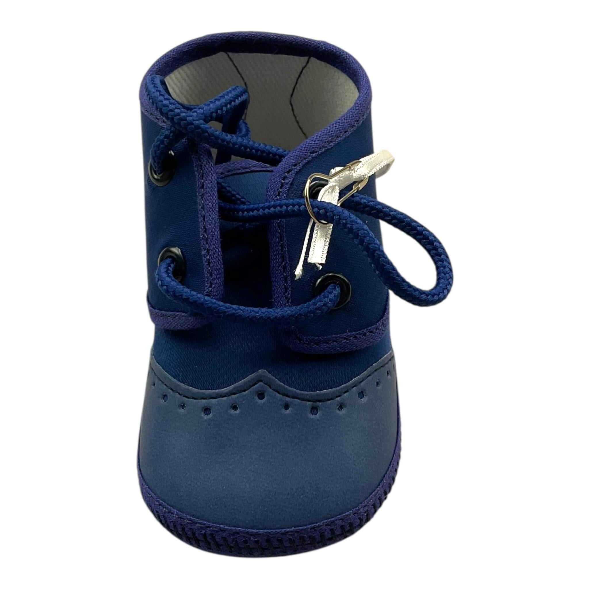 PETIT polacchine tinta unita con lacci Blu per Neonato S0114533 BLU PETIT