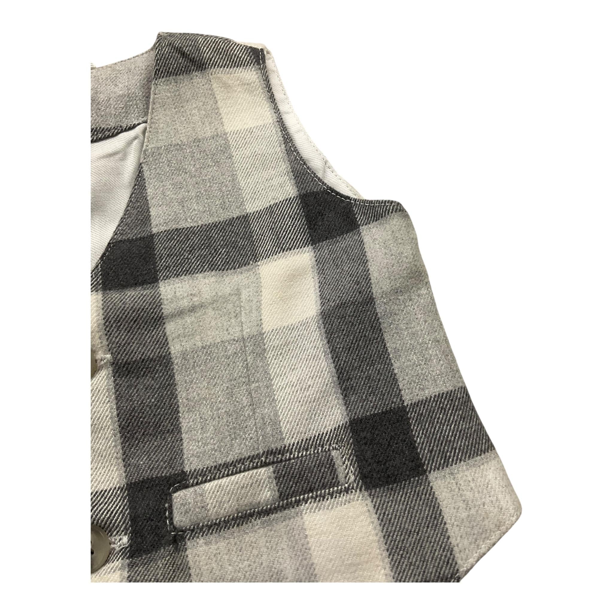 MINI BANDA gilet tinta unita con fantasia a quadri Grigio per Neonato GIL0094 GRIGIO MINI BANDA
