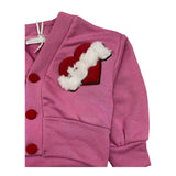 MISS GRANT cardigan tinta unita con bttoni e stampa Rosa per Neonata MG1136N ROSA MISS GRANT