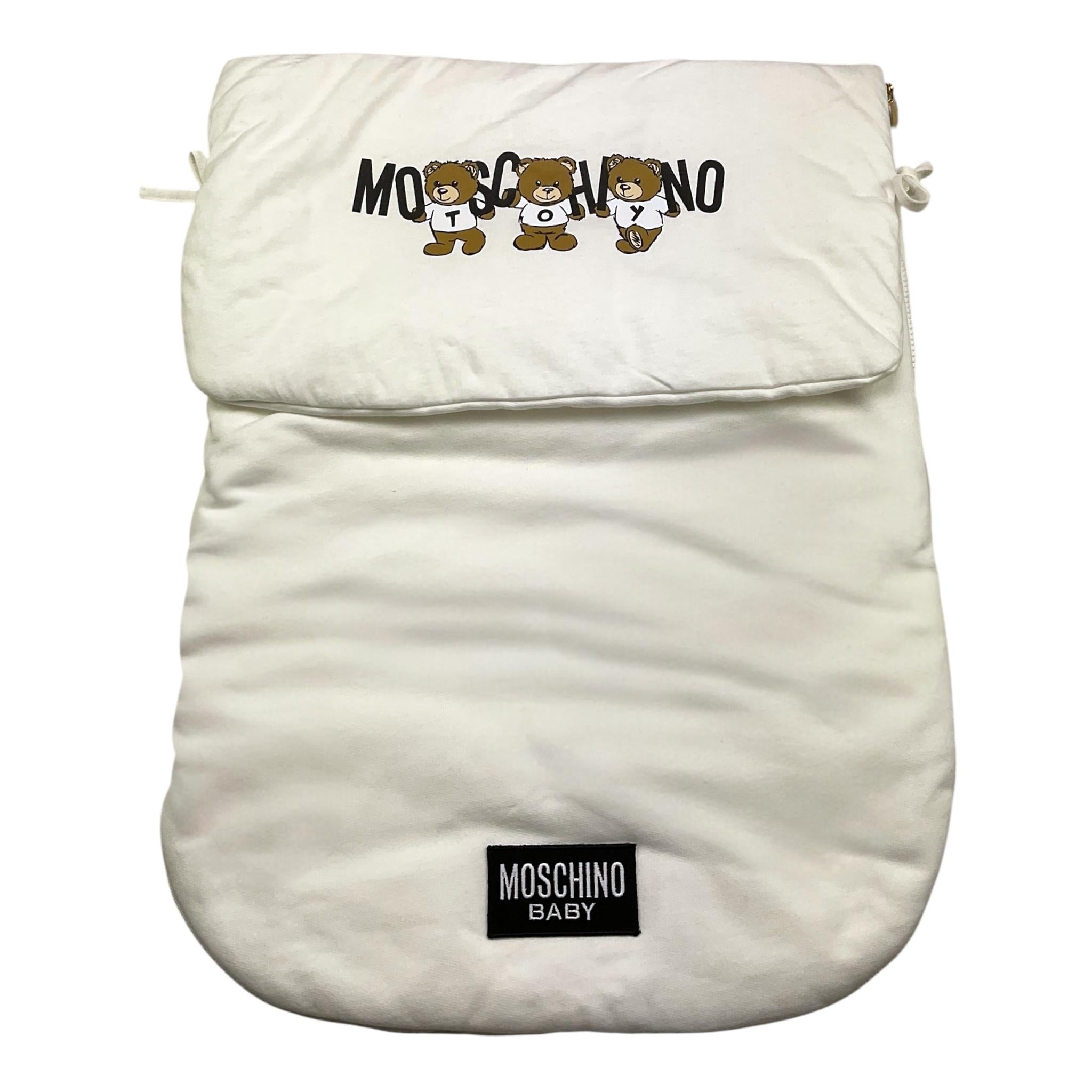 MOSCHINO sacca nanna bicolore con stampa logo Bianco per Neonato MPE00FO BIANCO MOSCHINO