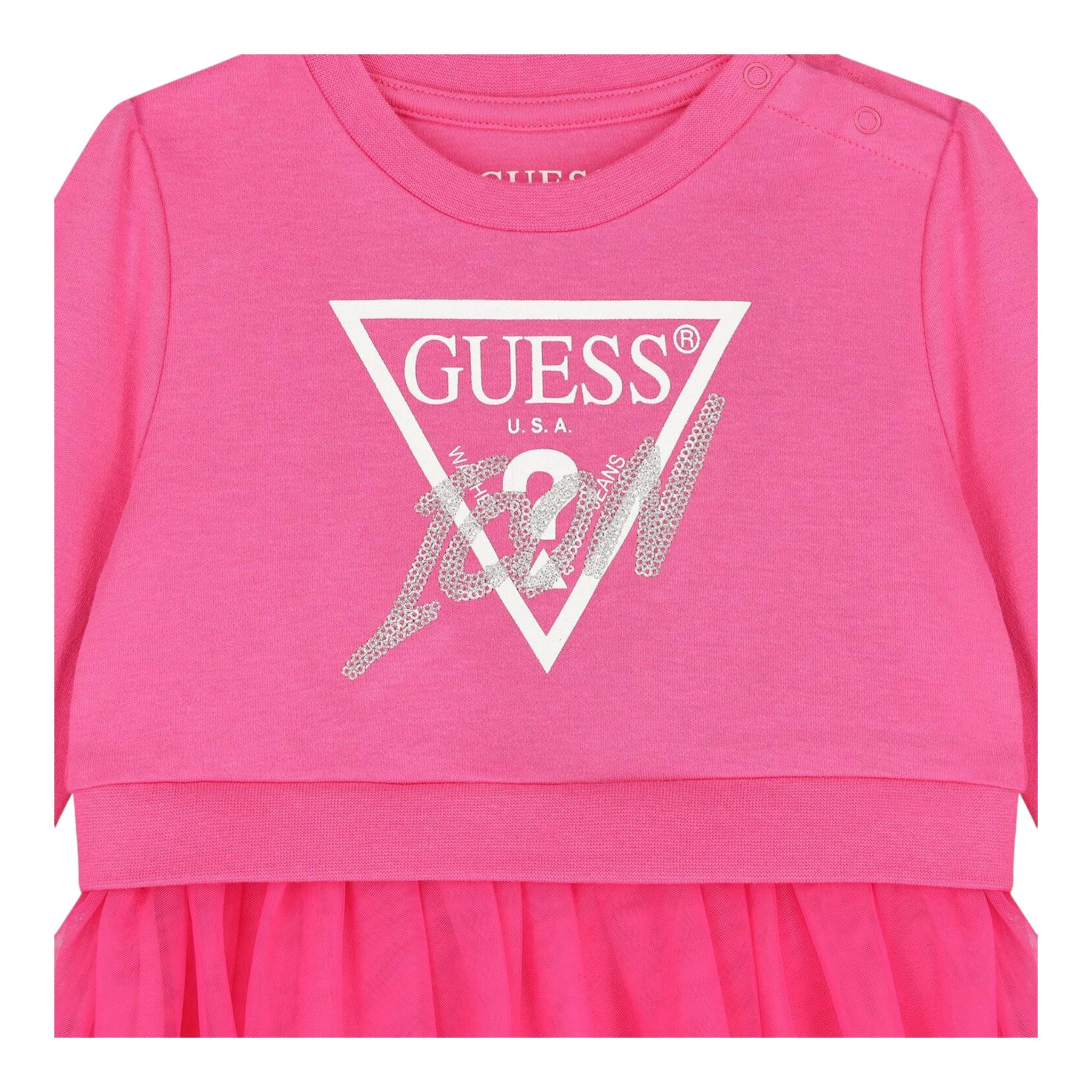 GUESS set abito tinta unita con tulle-coulotte Rosa per Neonata A4YK03KB8R0 ROSA GUESS