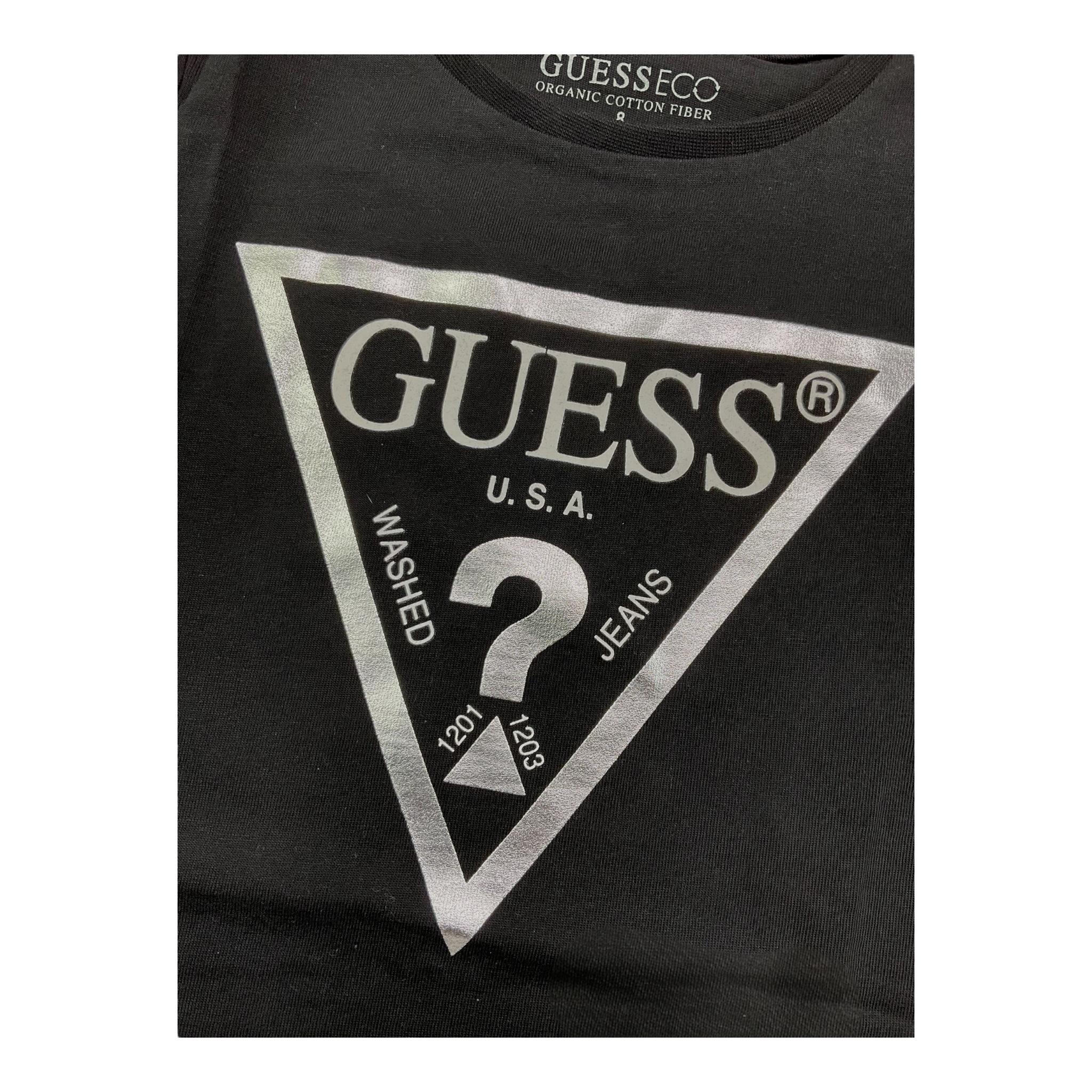 GUESS shirt girocollo tinta unita con stampa Nero per Bambino J84I36K8HM0 NERO GUESS