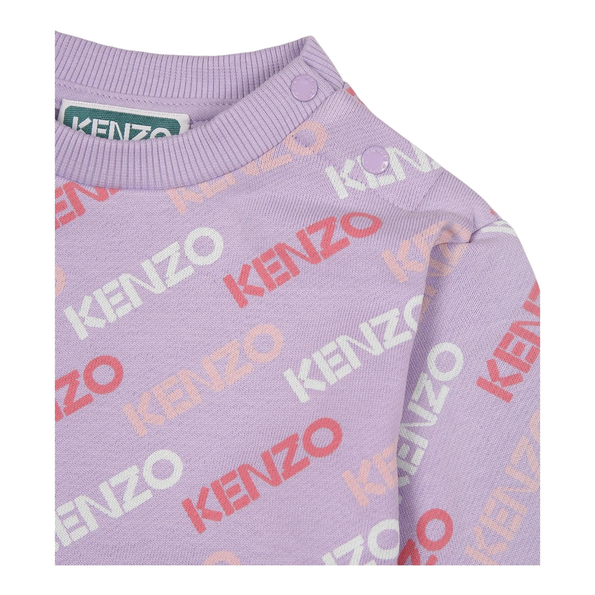 KENZO abito manica lunga tinta unita con stampe logo Lilla per Neonata K60477 LILLA KENZO