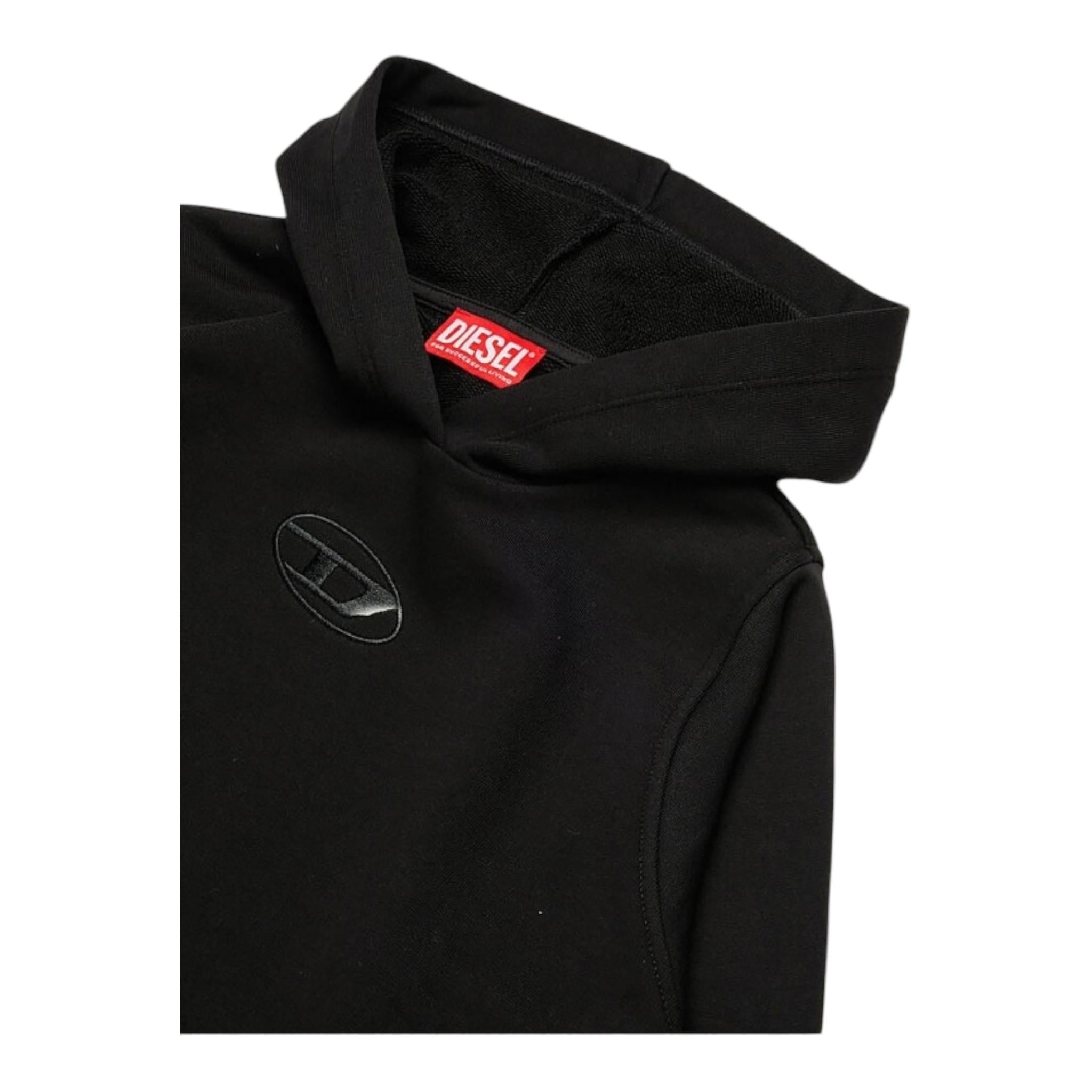 DIESEL felpa tinta unita con cappuccio Nero per Bambino J02014 NERO DIESEL