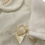 STORY LORIS tutina in ciniglia tinta unita con applicazione fiocco Bianco per Neonata 56633 BIANCO STORY LORIS