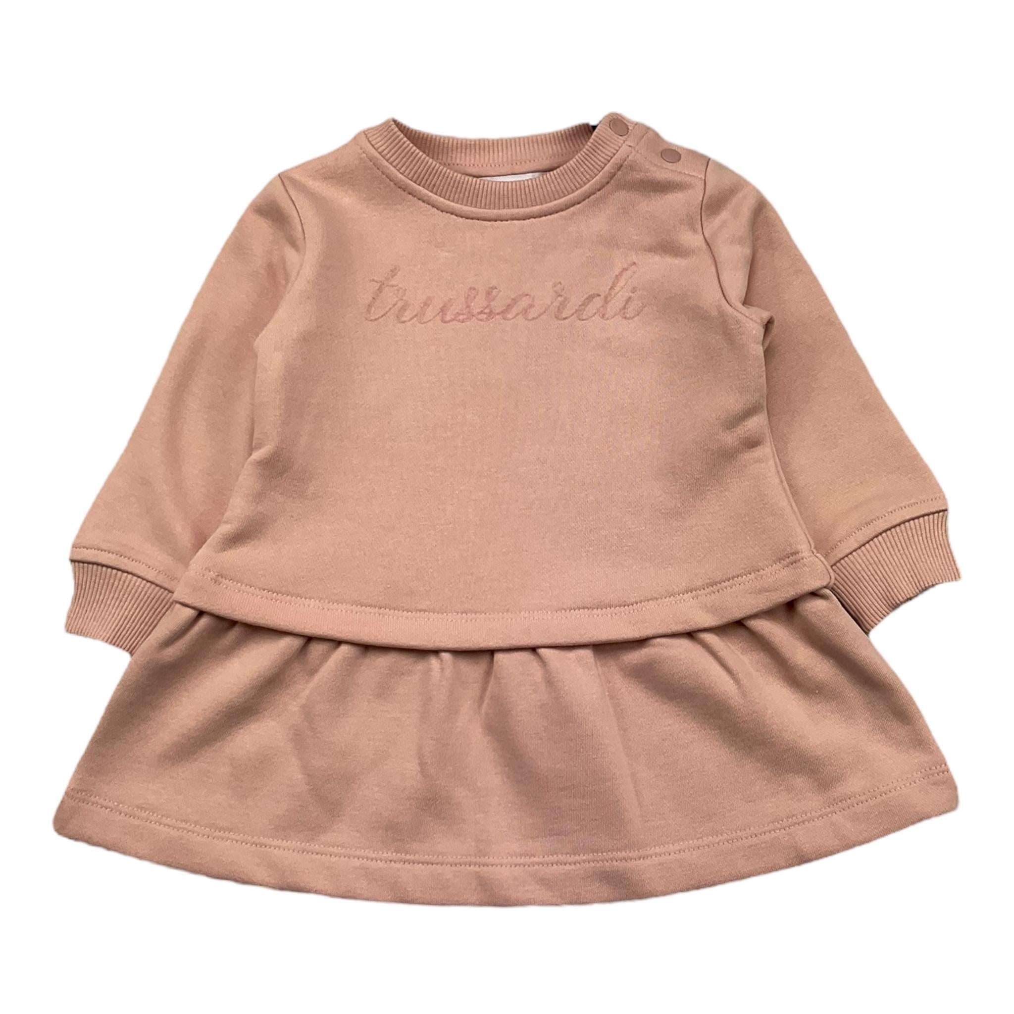TRUSSARDI abito manica lunga tinta unita con stampa logo Rosa per Neonata TIA25003 ROSA TRUSSARDI