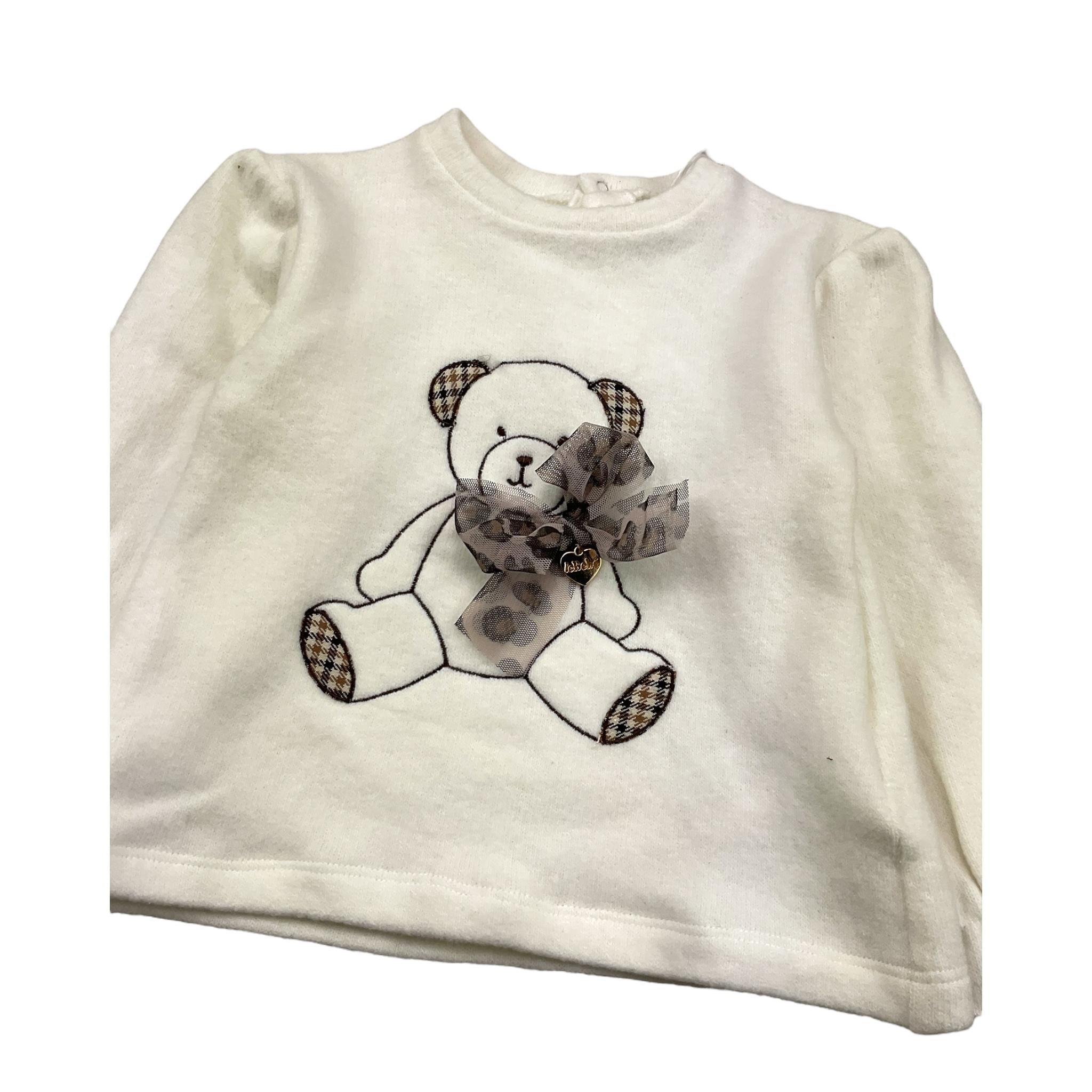 LE BEBE' maglia girocollo tinta unita cn fiocco Panna per Neonata LBG6055 PANNA LE BEBE'