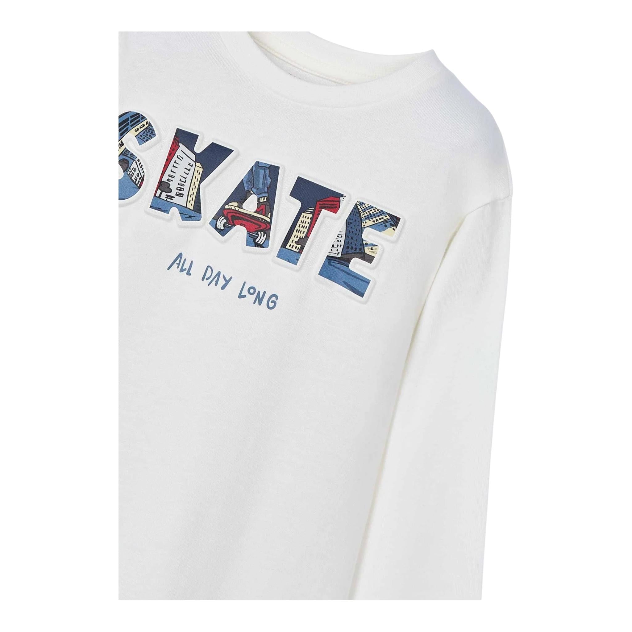 MAYORAL shirt girocollo tinta unita con stampa in contrasto Bianco per Bambino 4050 BIANCO MAYORAL
