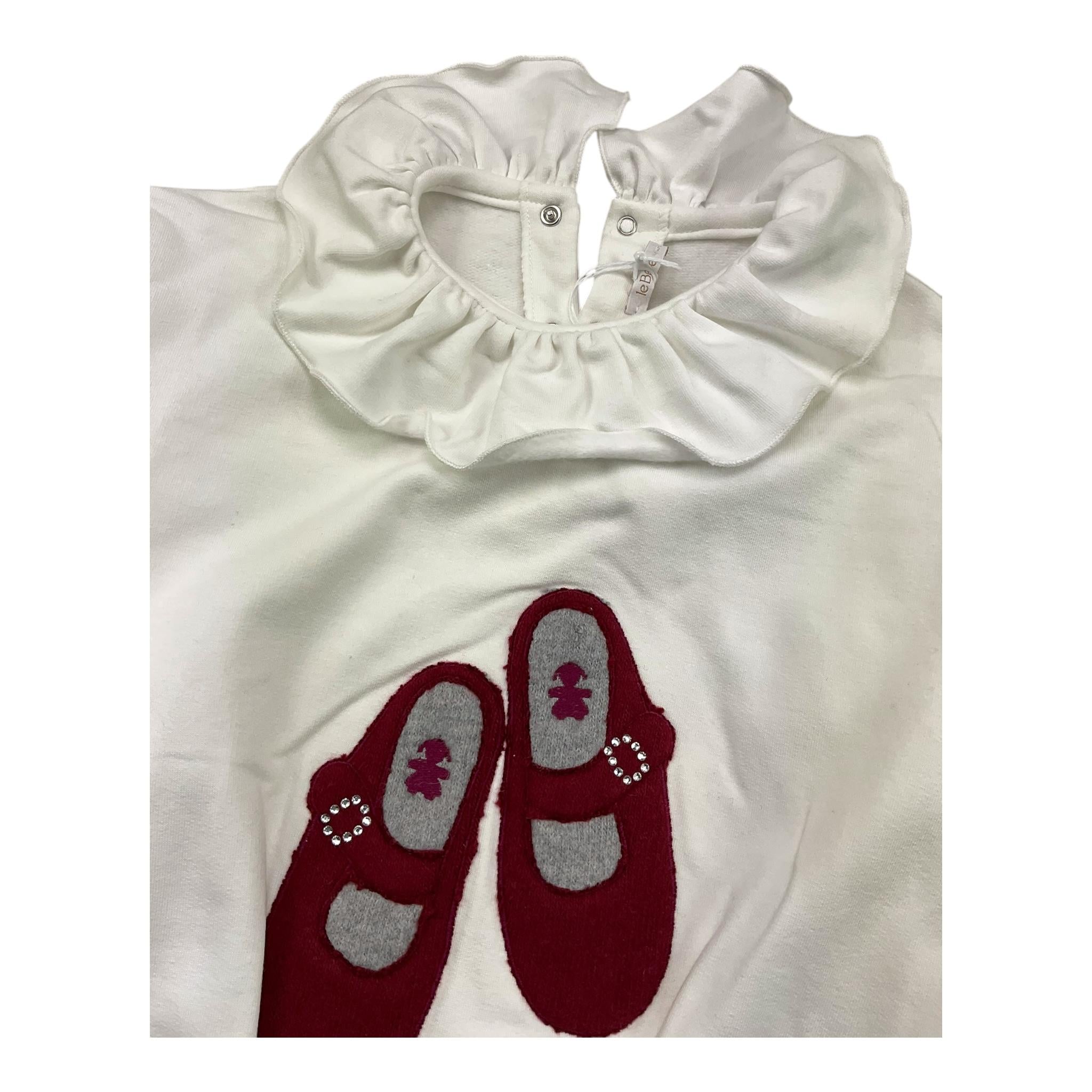 LE BEBE' felpa chiusa con colletto tinta unita con stampa in contrasto Bianco per Neonata LBG6077 BIANCO LE BEBE'