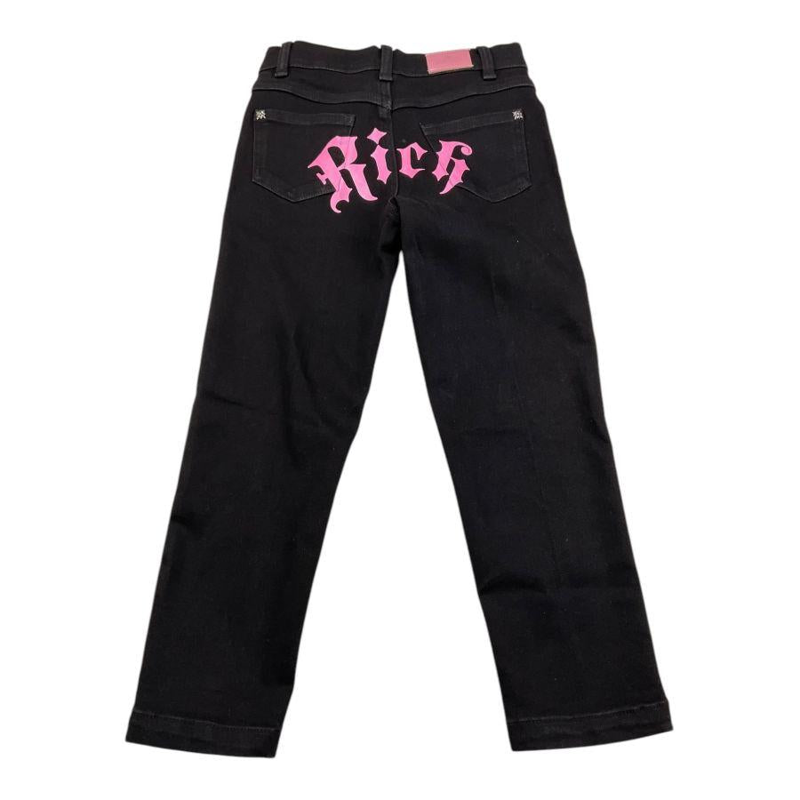 JOHN RICHMOND jeans tinta unita con stampa Nero per Neonata RGA24130JEN NERO JOHN RICHMOND