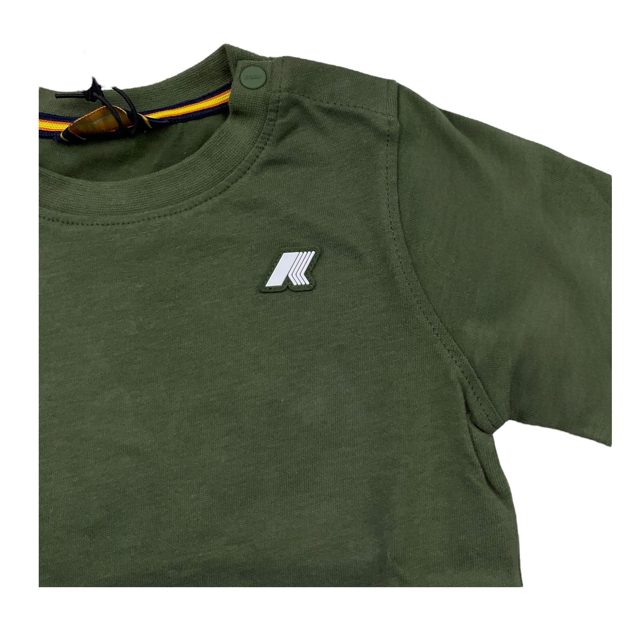 K-WAY shirt girocollo tinta unita con logo Verde per Neonato K6123WWXXX VERDE K-WAY