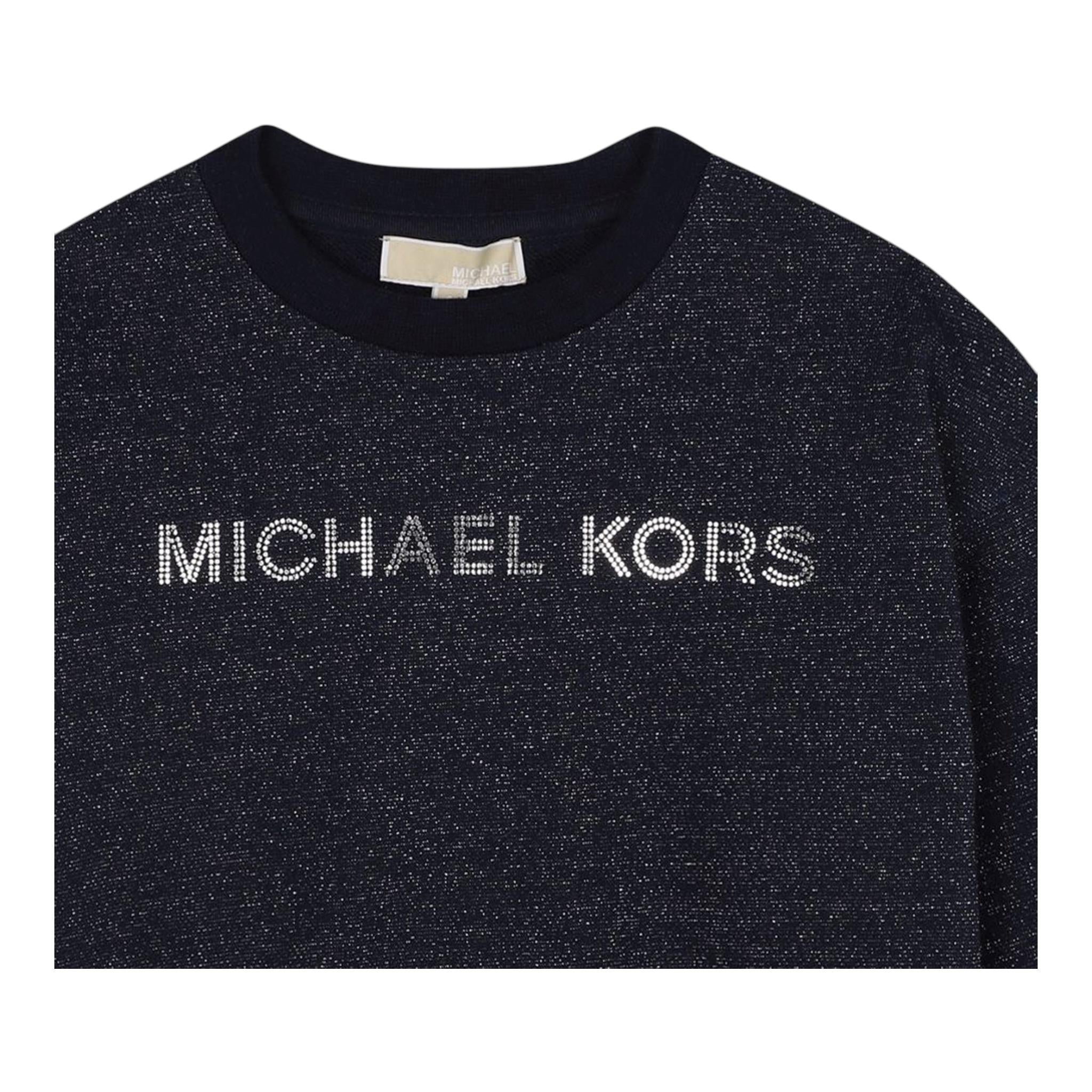 MICHAEL KORS felpa girocollo tinta unita con stampa Blu per Bambina R30149 BLU MICHAEL KORS