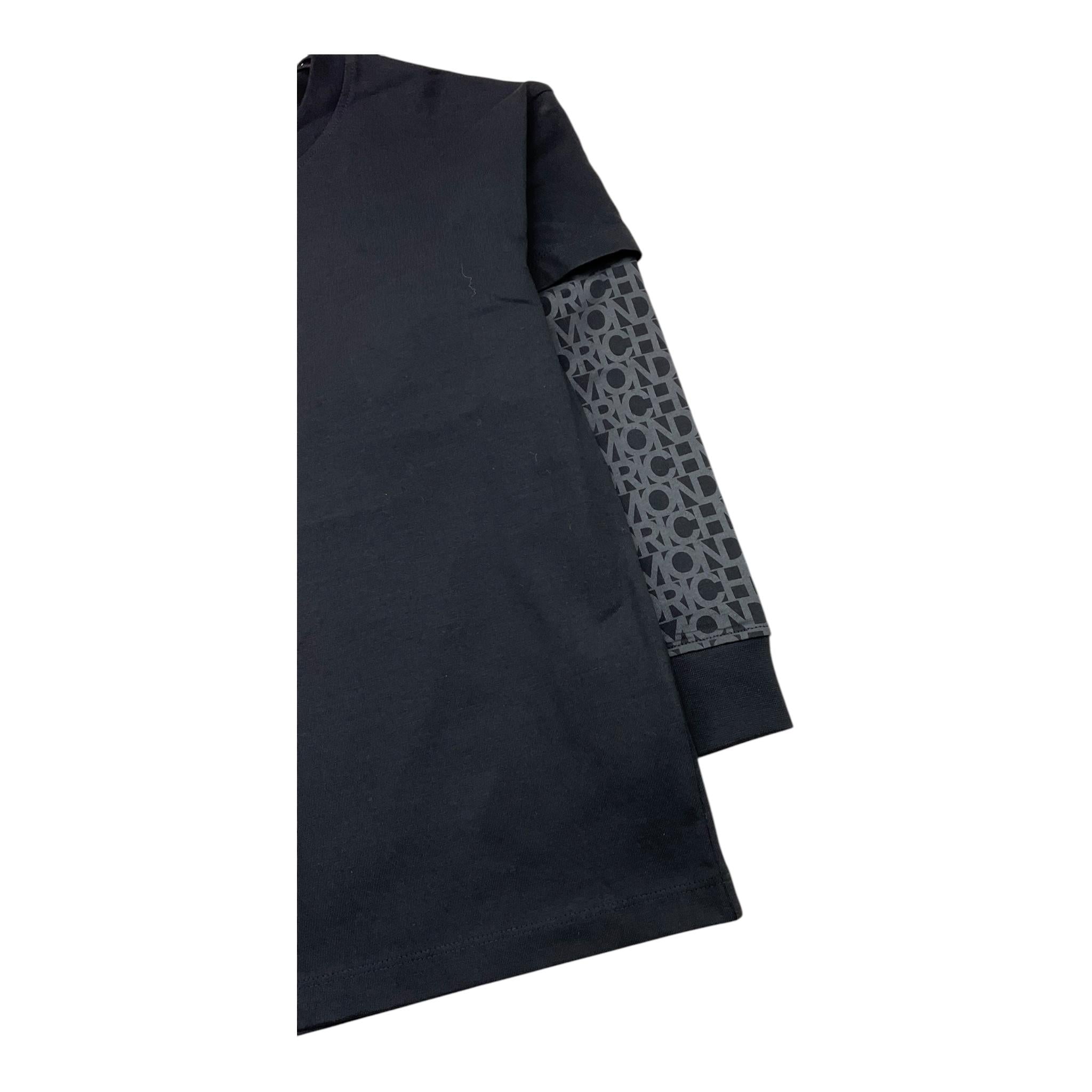 JOHN RICHMOND shirt girocollo tinta unita con maniche logate Nero per Bambino RBA25037TS NERO JOHN RICHMOND