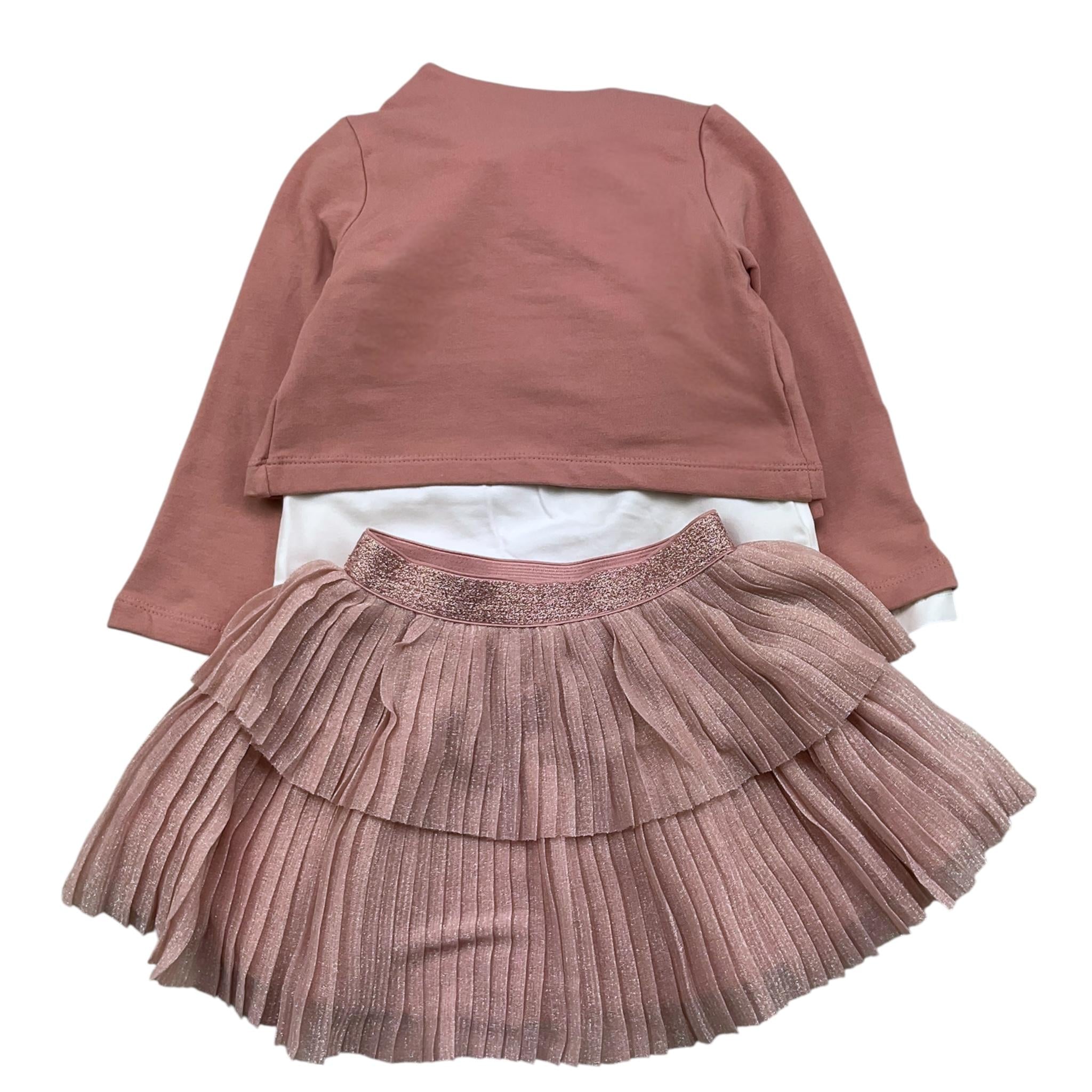 MAYORAL completo 3 pezzi cardigan-shirt-gonna Rosa per Neonata 292873 ROSA MAYORAL
