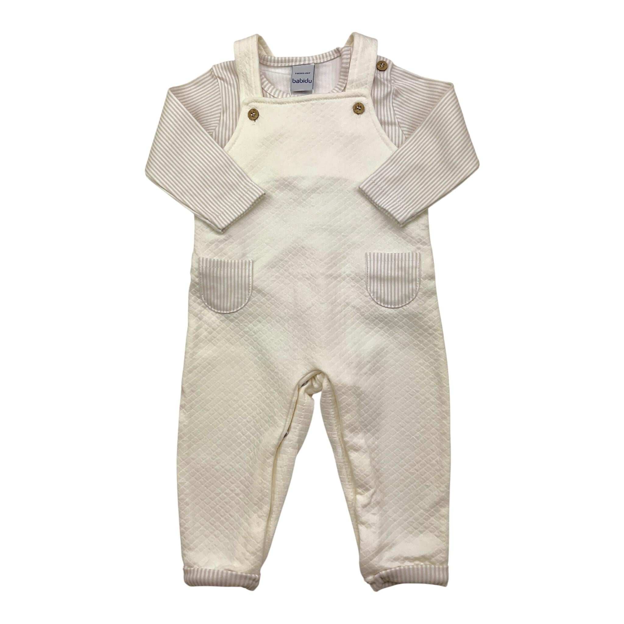 BABIDU completo 2pz shirt-salopettes tinta unita Panna per Neonato 42189 PANNA BABIDU