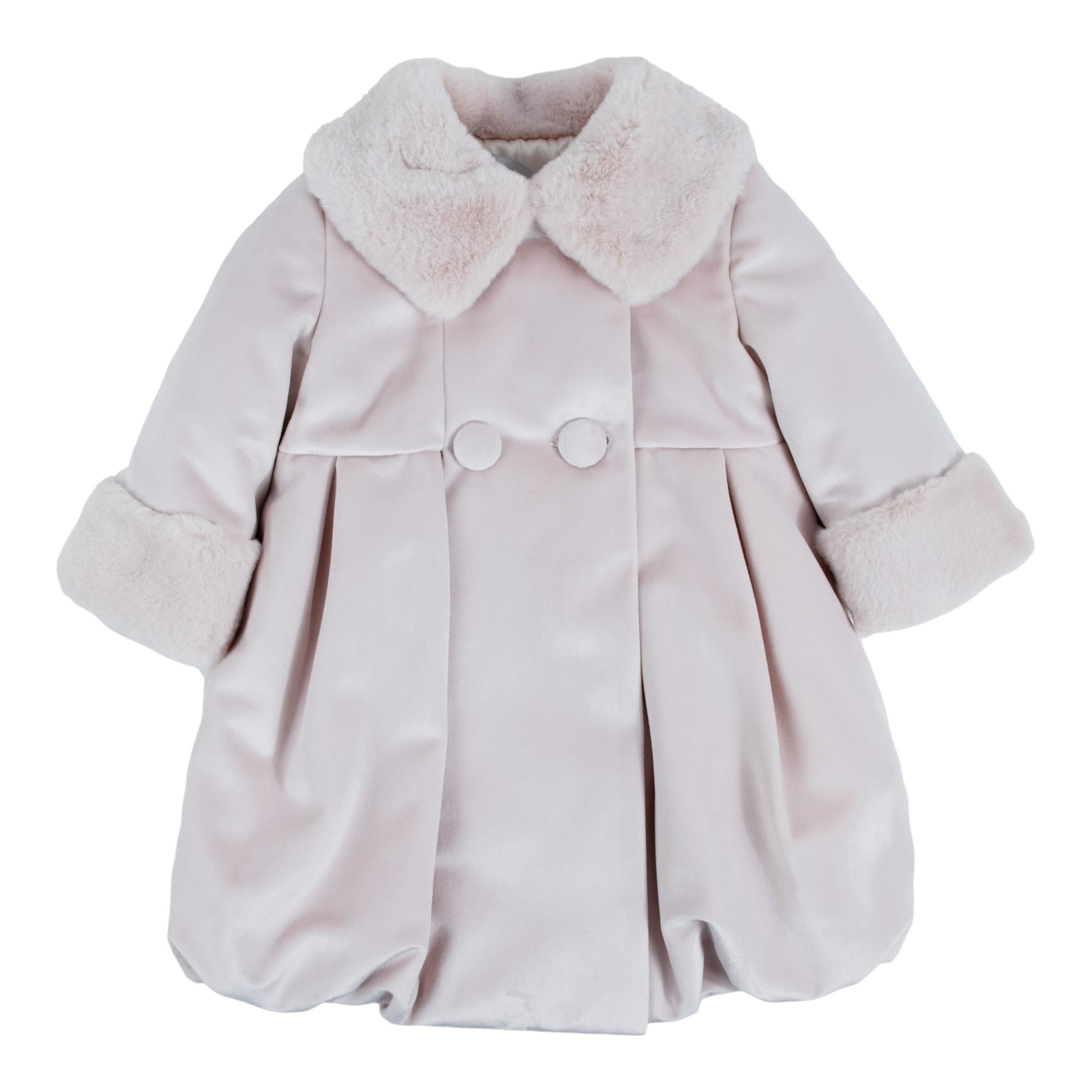 COLORI CHIARI cappotto tinta unita con pelliccia Rosa per Neonata FN117335 ROSA COLORI CHIARI