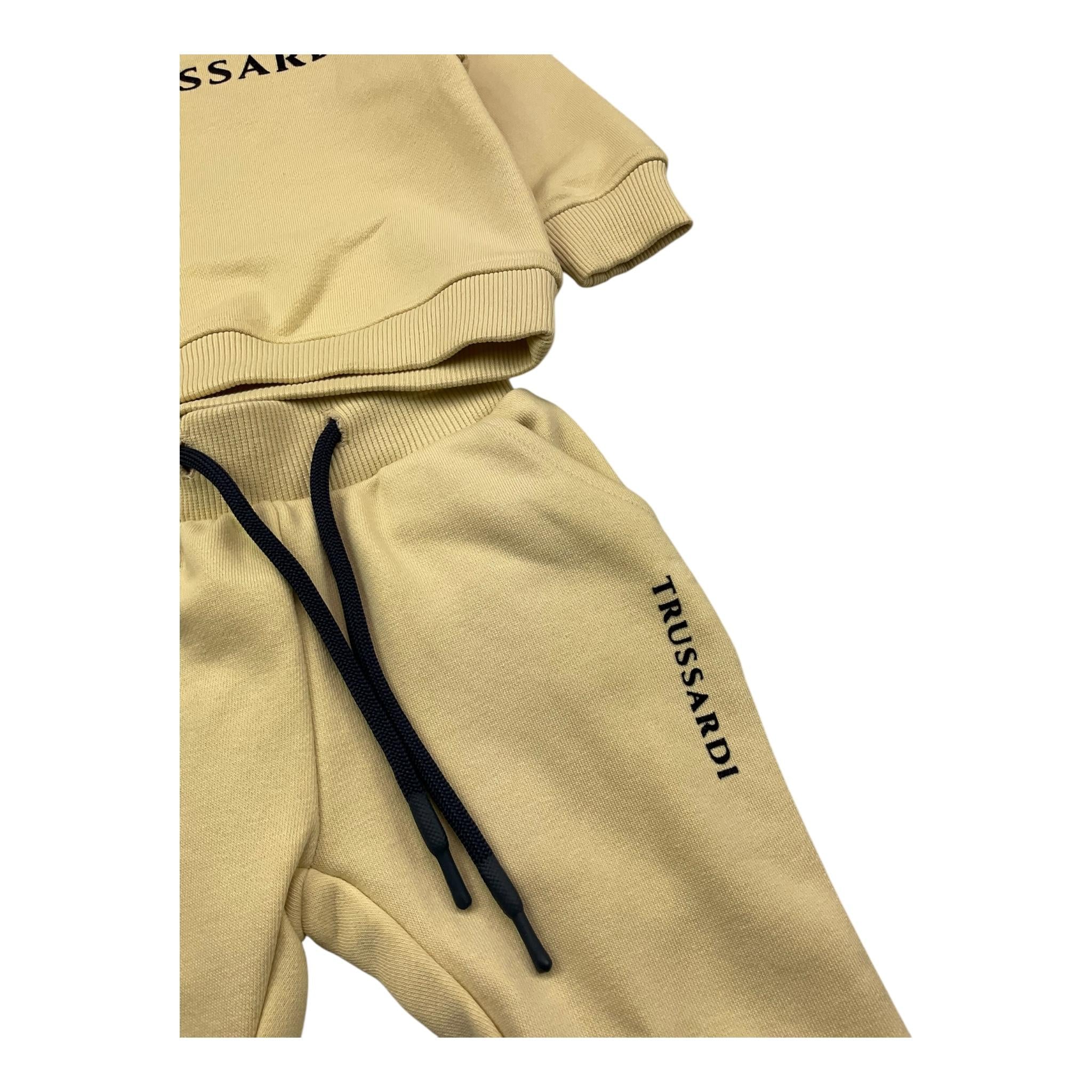 TRUSSARDI completo 2pz tinta unita felpa-pantalone Beige per Neonato TIA25015CF BEIGE TRUSSARDI