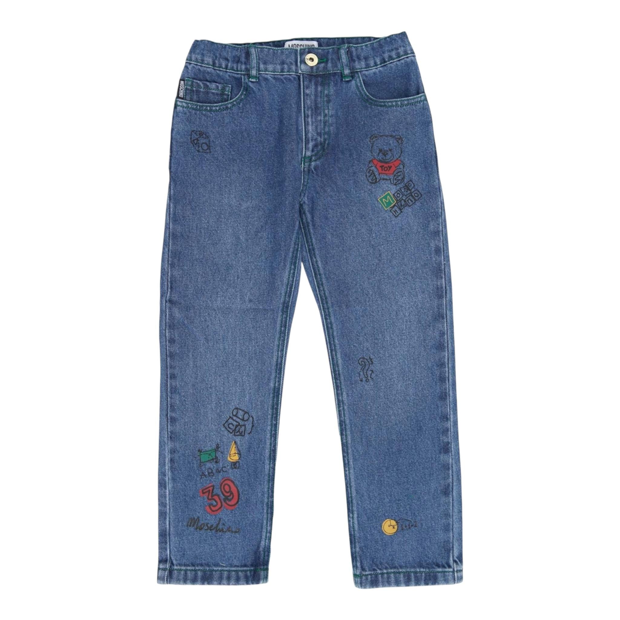 MOSCHINO jeans tinta unita con elastico in vita Blu per Bambino MUP04ZJX BLU MOSCHINO