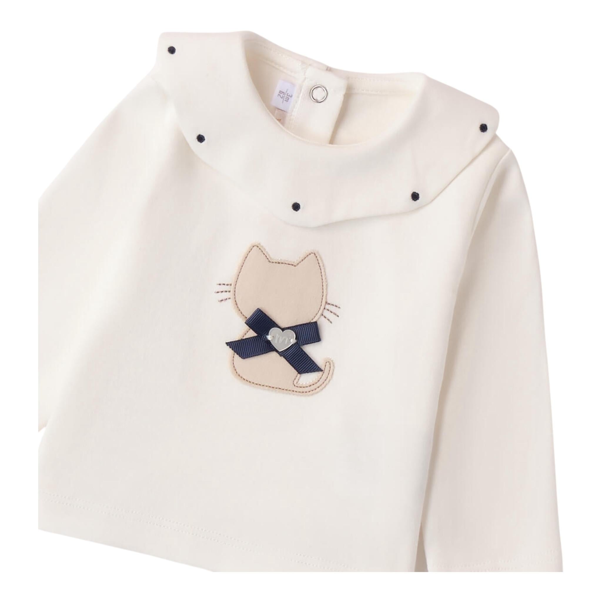MINI BANDA shirt tinta unita con stampa e colletto Bianco per Neonata 3A763 BIANCO MINI BANDA