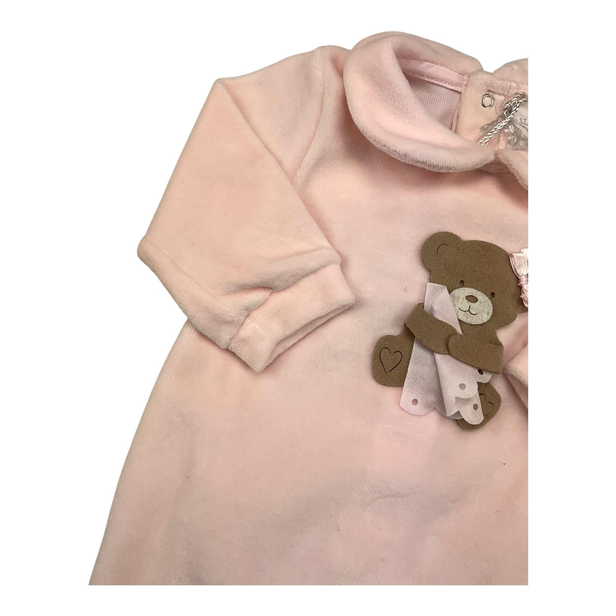 STORY LORIS tutina manica lunga tinta unita in ciniglia Rosa per Neonata 6L11790 ROSA STORY LORIS