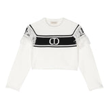 TWINSET maglia girocollo tinta unita con frange Bianco per Bambina 242GJ3163J BIANCO TWINSET