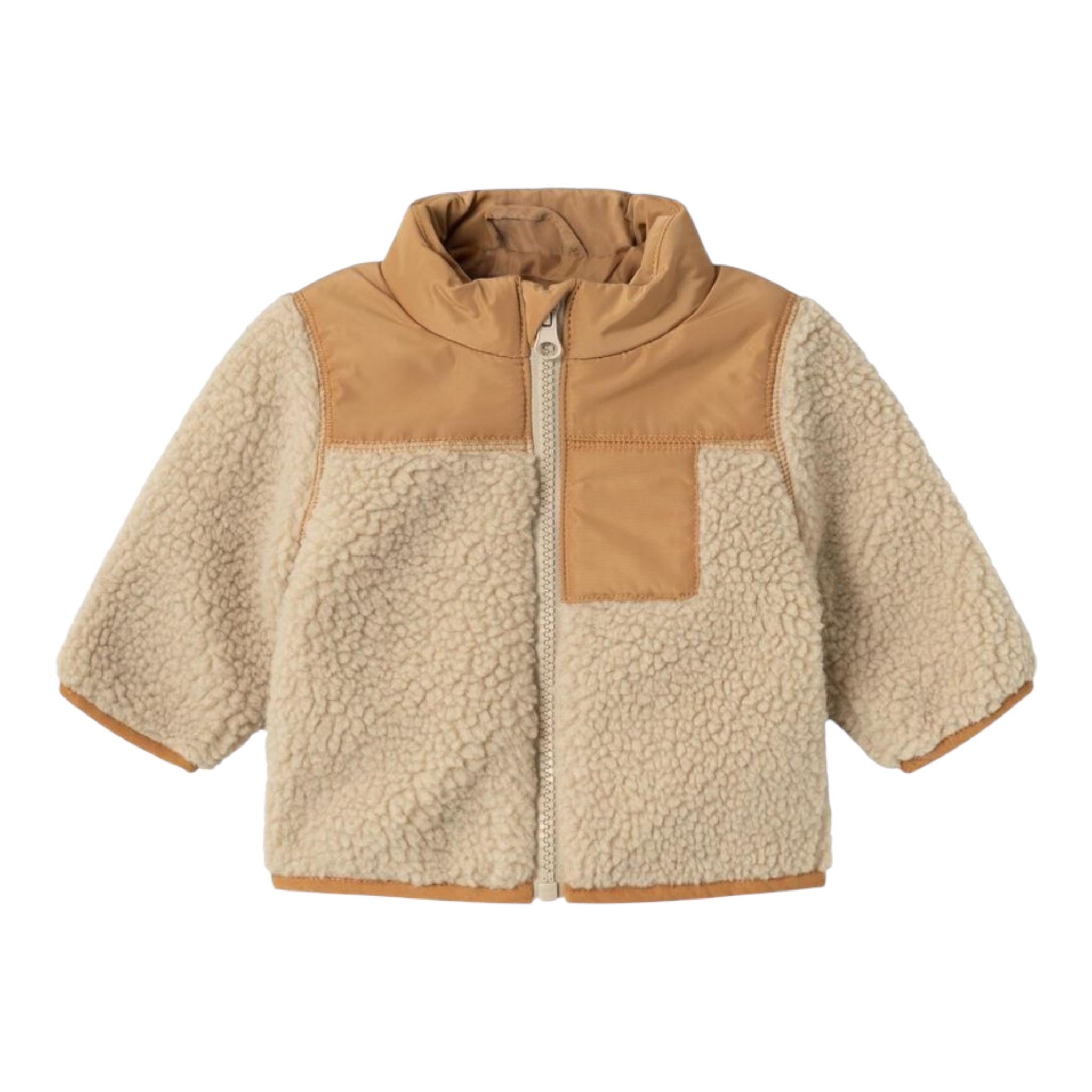 NAME.IT giubbino teddy tinta unita con zip Beige per Neonato 13231013 BEIGE NAME.IT