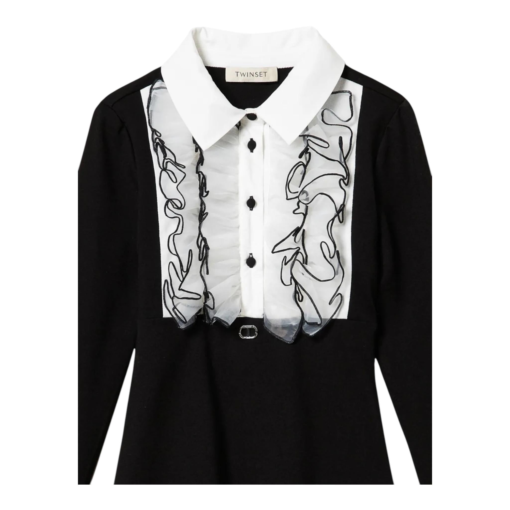 TWINSET abito bicolore con finta camicia Bianco/nero per Bambina 242GJ2040 BIANCO/NERO TWINSET