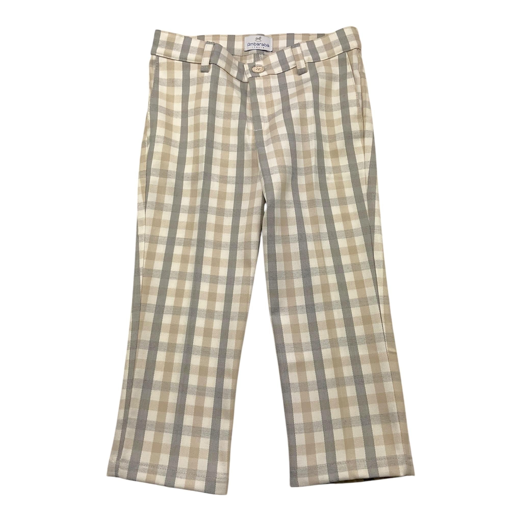 AMBARABA' pantalone fantasia quadretti con girovita regolabile Panna per Bambino FM38052J PANNA AMBARABA'