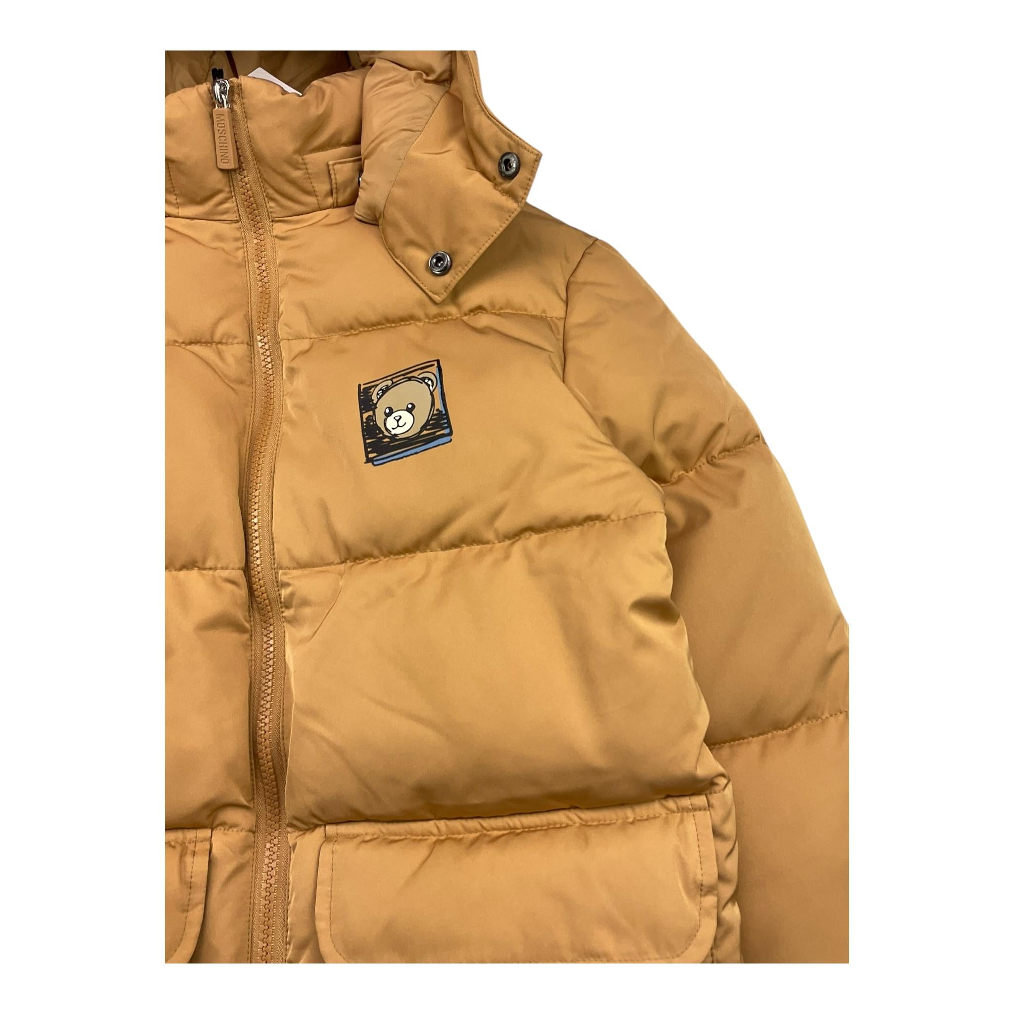 MOSCHINO giubbino tinta unita con zip e cappuccio Cammello per Bambino HUS05H CAMMELLO MOSCHINO