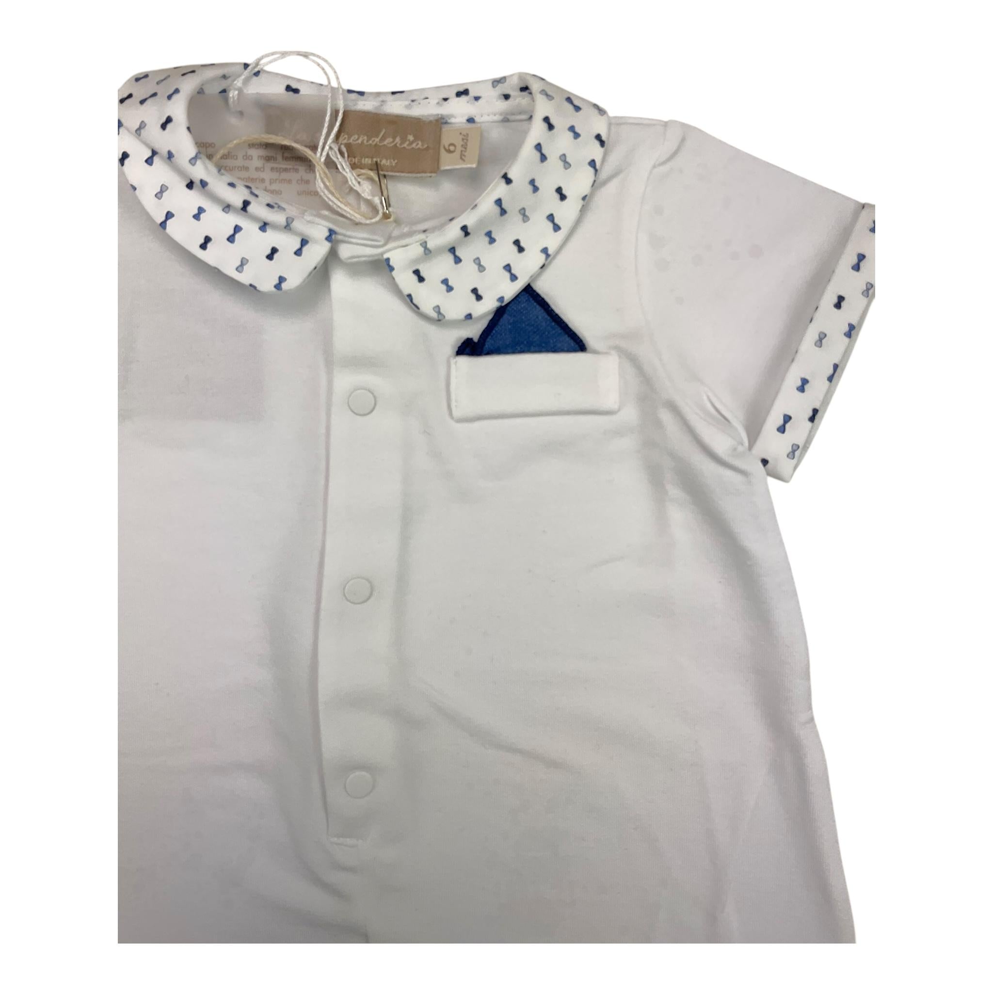 La Stupenderia Pagliaccetto Mezza Manica Tinta Unita Con Colletto Bianco Per Neonato TBTT77N01 BIANCO LA STUPENDERIA
