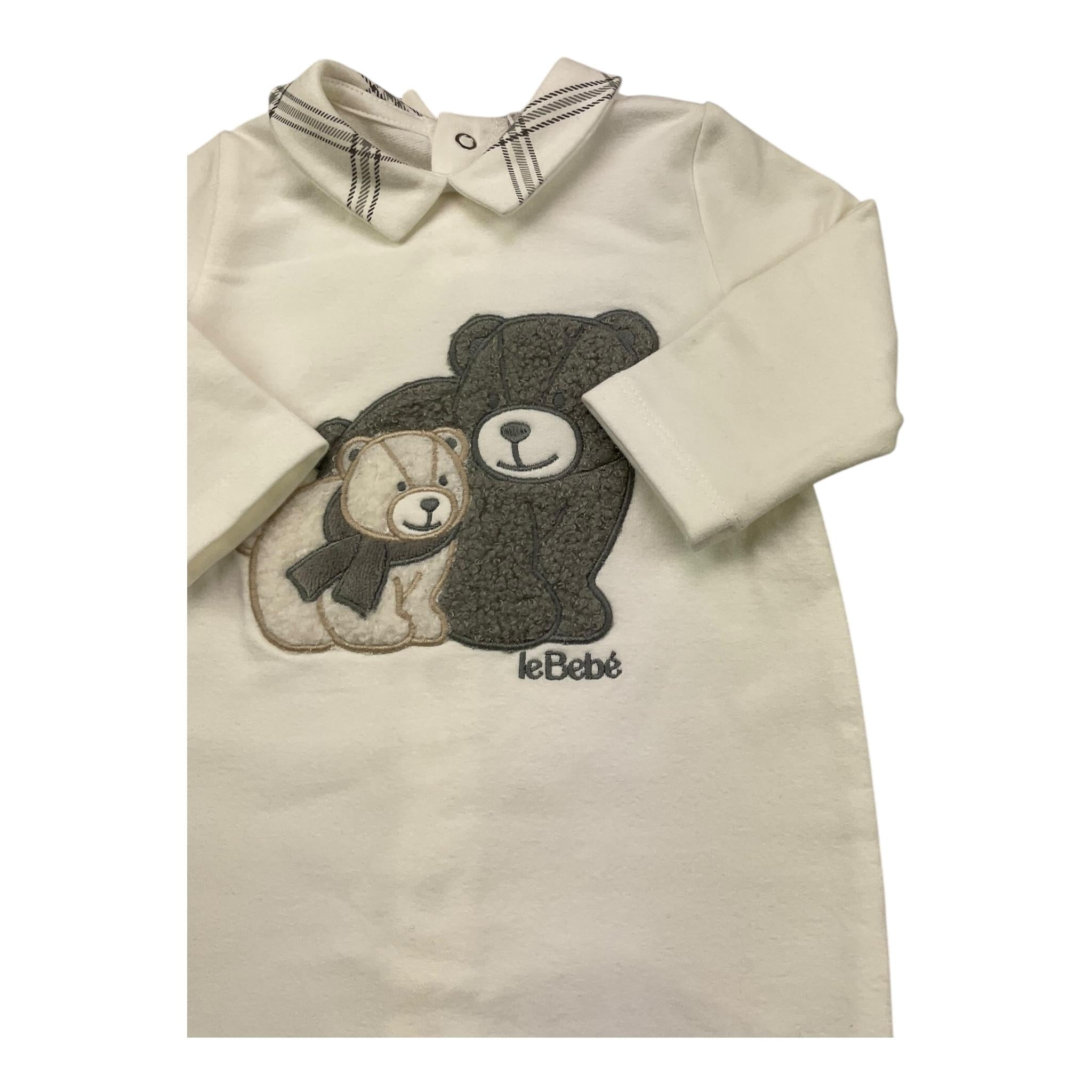 LE BEBE' tutina manica lunga tinta unita cn orsi Panna per Neonato LBB5084 PANNA LE BEBE'