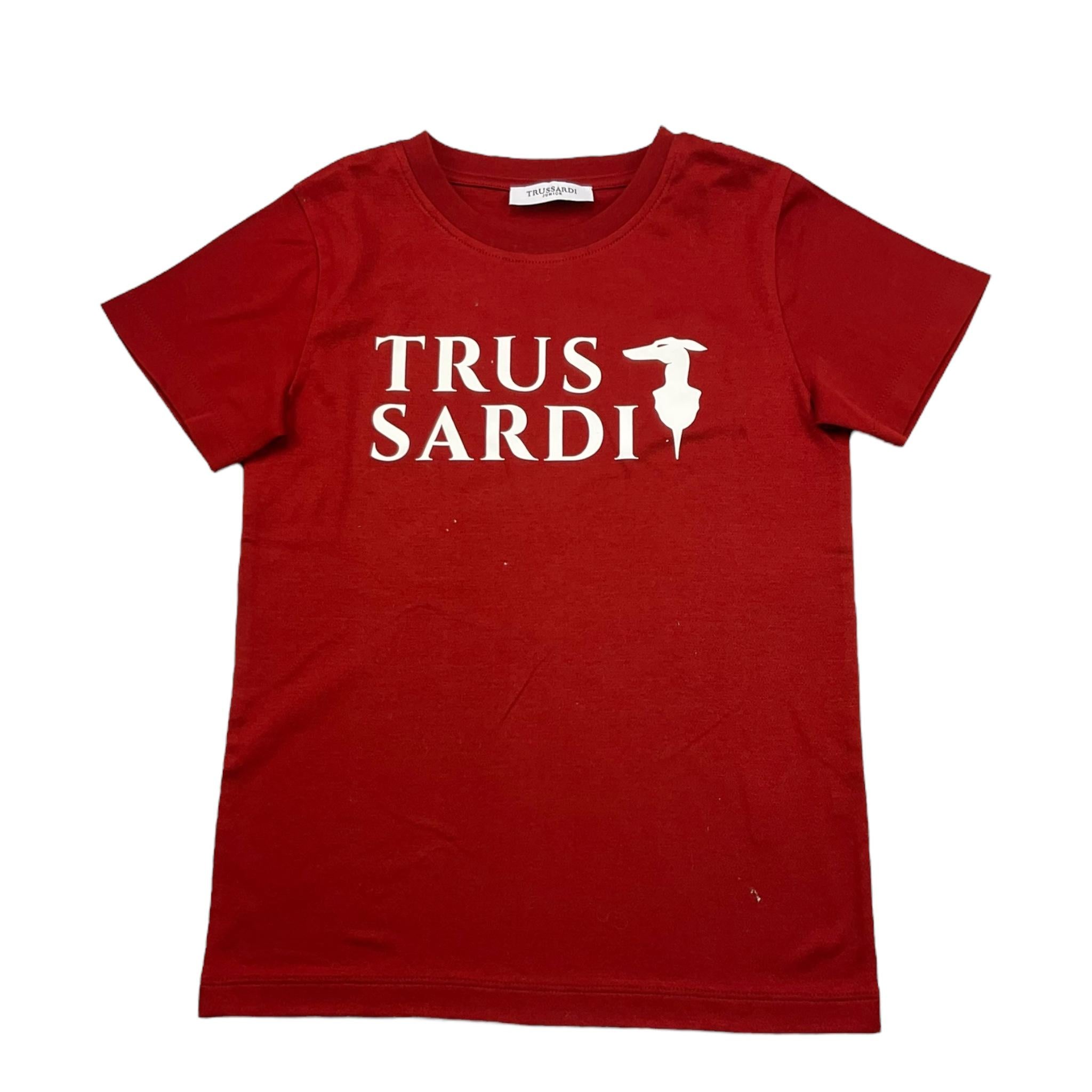 TRUSSARDI t-shirt girocollo tinta unita con stampa logo Rosso per Bambino TBA25084TS ROSSO TRUSSARDI