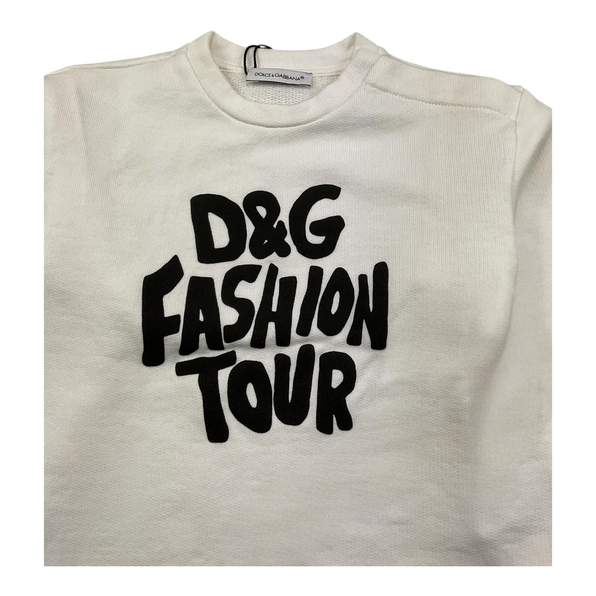DOLCE & GABBANA felpa chiusa girocollo tinta unita cn logo Bianco per Neonato L2JW5B BIANCO DOLCE & GABBANA