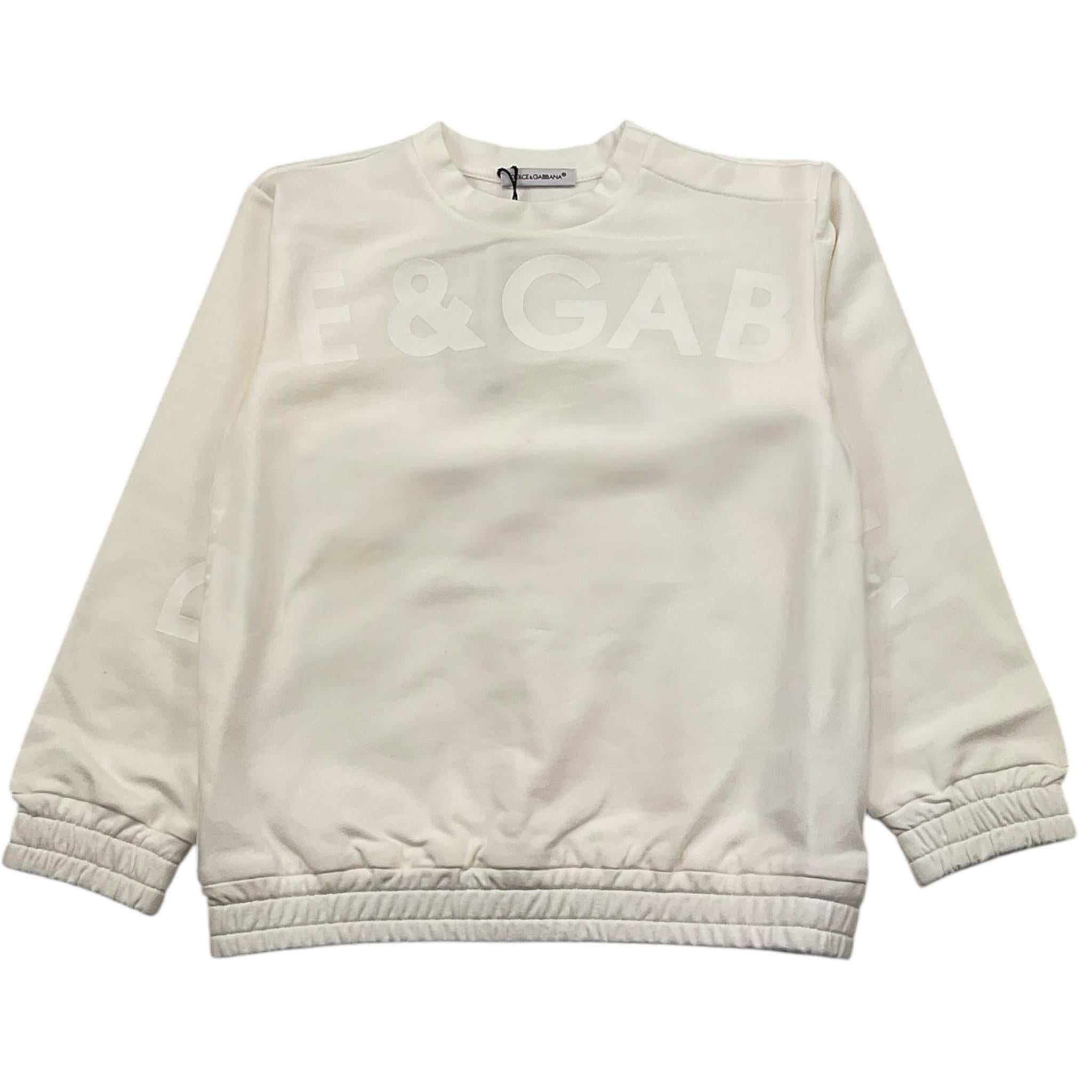 DOLCE & GABBANA felpa chiusa girocollo con logo Panna per Bambina L1JWIXJ PANNA DOLCE & GABBANA