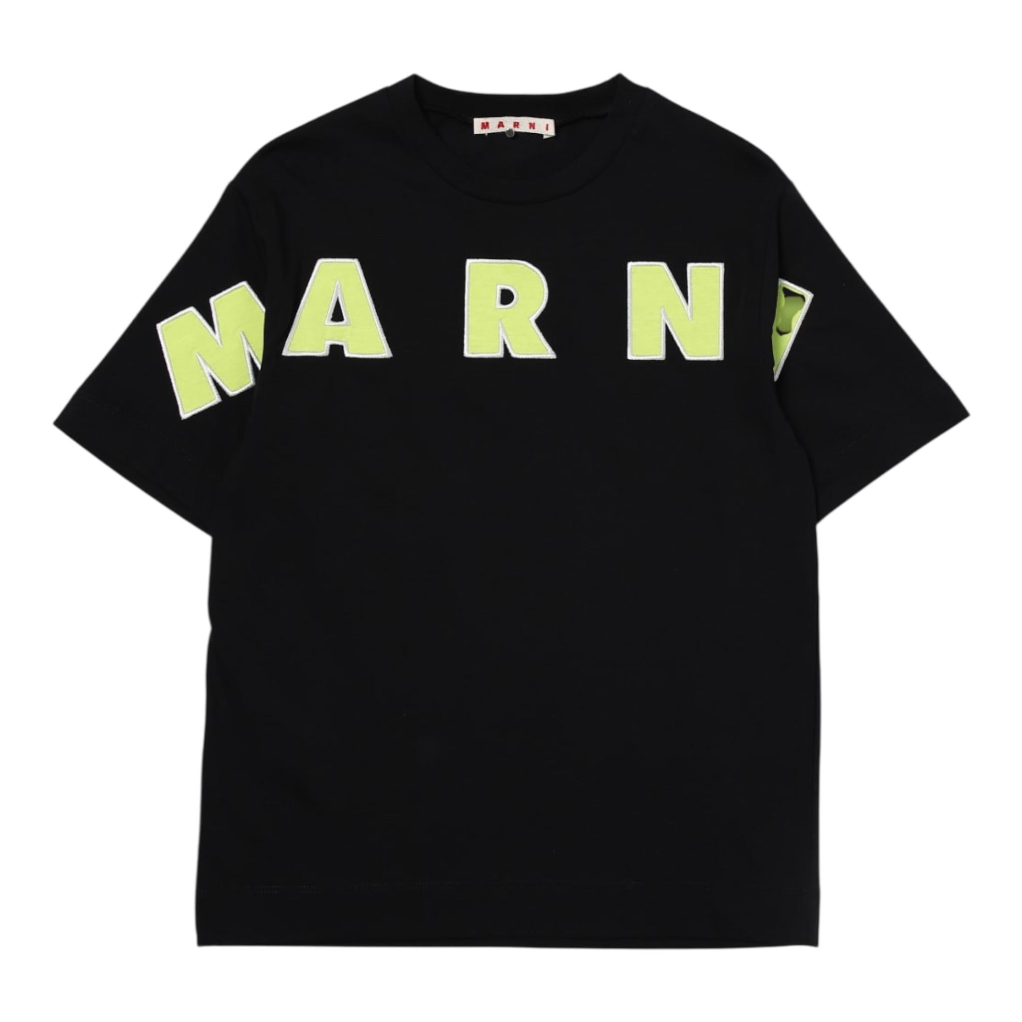 MARNI t-shirt girocollo tinta unita con stampa Nero per Bambino M01265 NERO MARNI