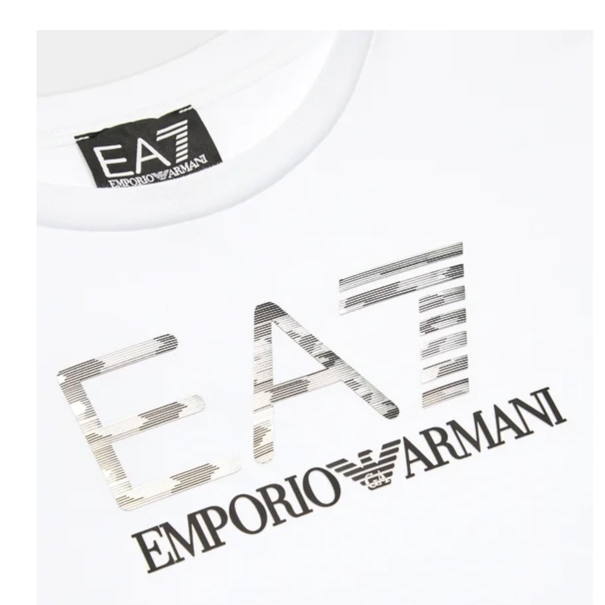 EMPORIO ARMANI shirt girocollo tinta unita con stampa Bianco per Bambino 6RBT54 BIANCO EMPORIO ARMANI
