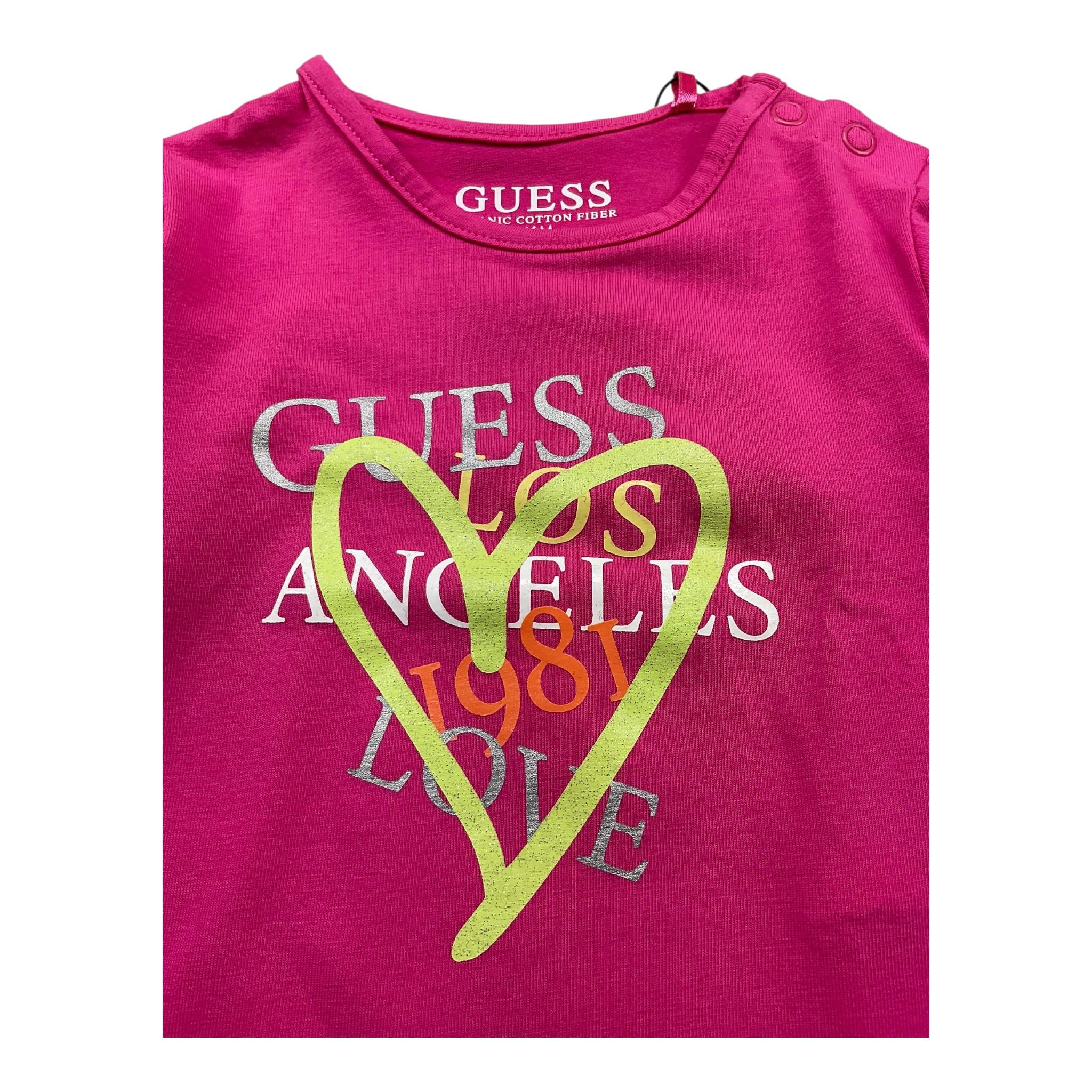 GUESS shirt girocollo tinta unita con rouches Fuxia per Neonata K2RI01K6YW1 FUXIA GUESS