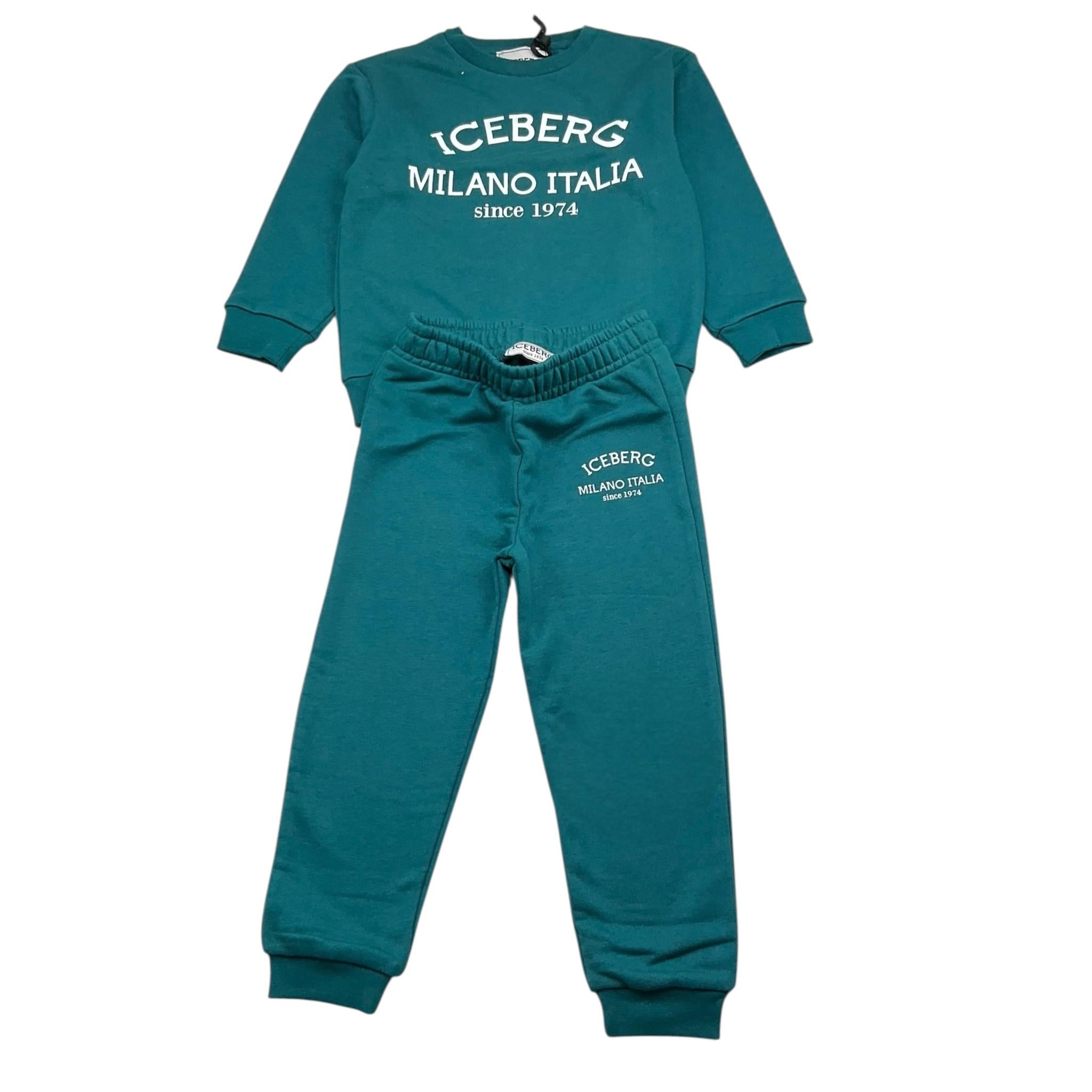 ICEBERG completo 2pz tinta unita felpa-pantalone Verde per Bambino COMICE5300BXX VERDE ICEBERG
