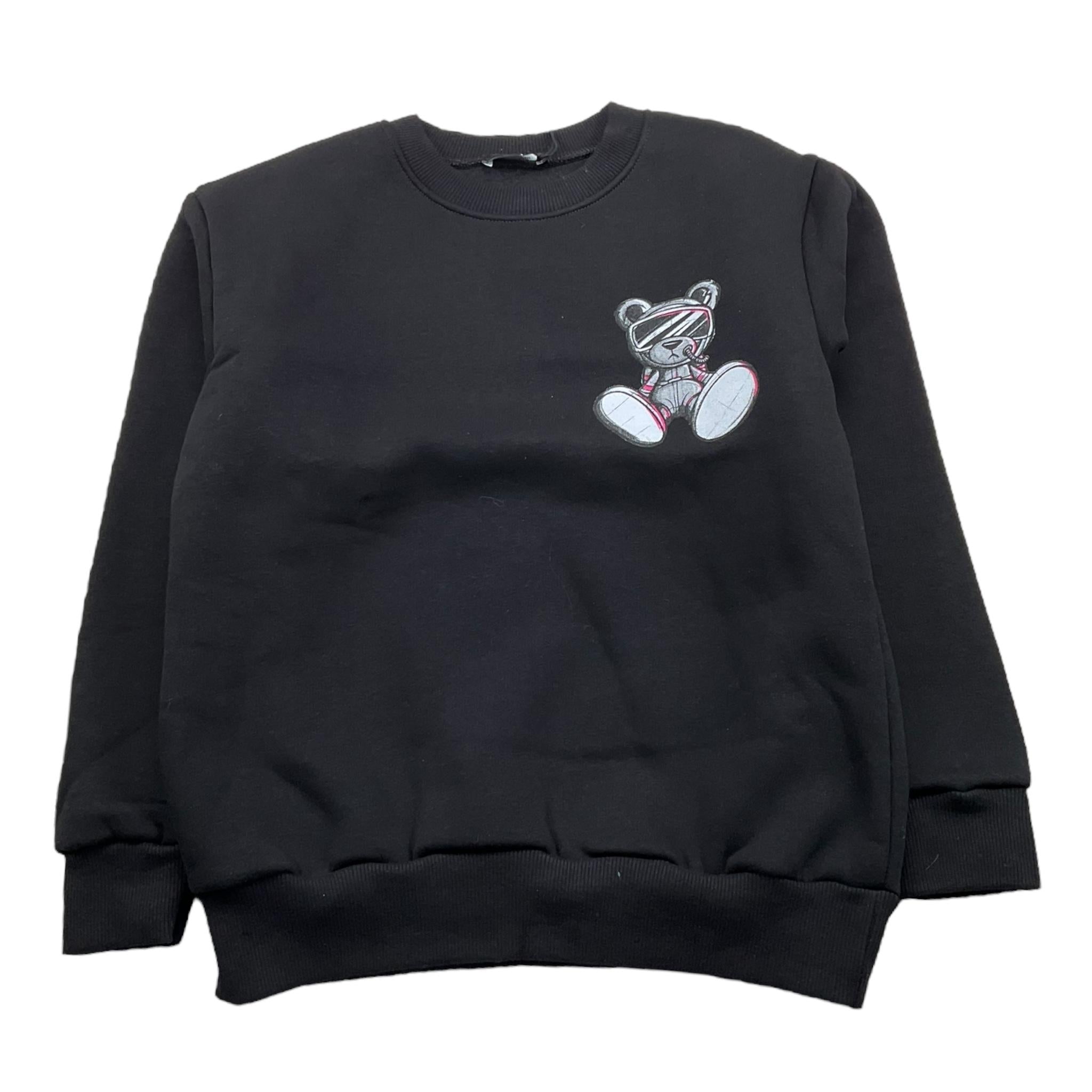 BRAND NAME felpa chiusa girocollo tinta unita con stampa Nero per Bambino BN242S NERO BRAND NAME