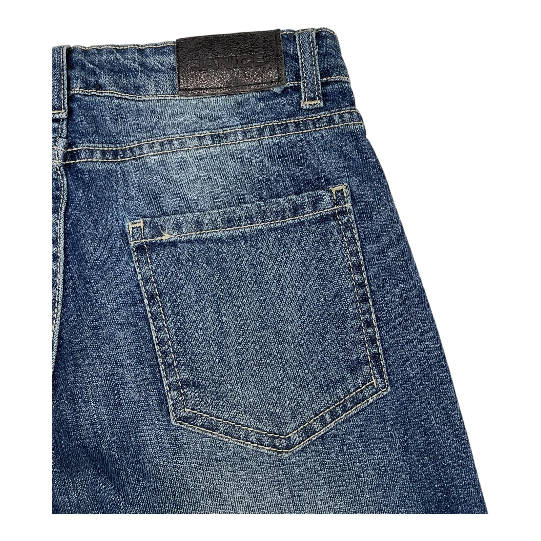 JANICE jeans tinta unita con girovita regolabile Blu per Bambina JN038R BLU JANICE