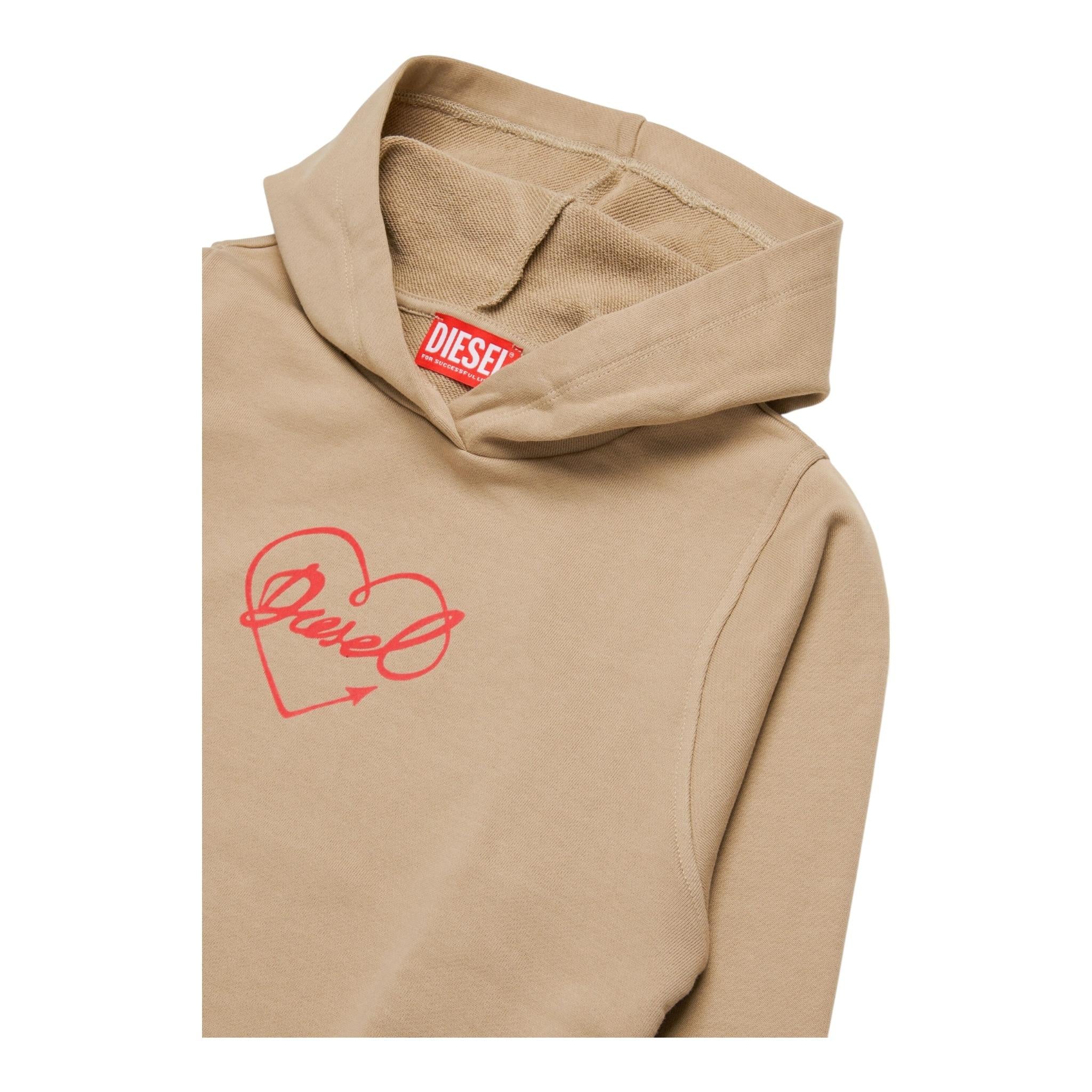 DIESEL felpa tinta unita con cappuccio e stampa Beige per Bambina J01990 BEIGE DIESEL